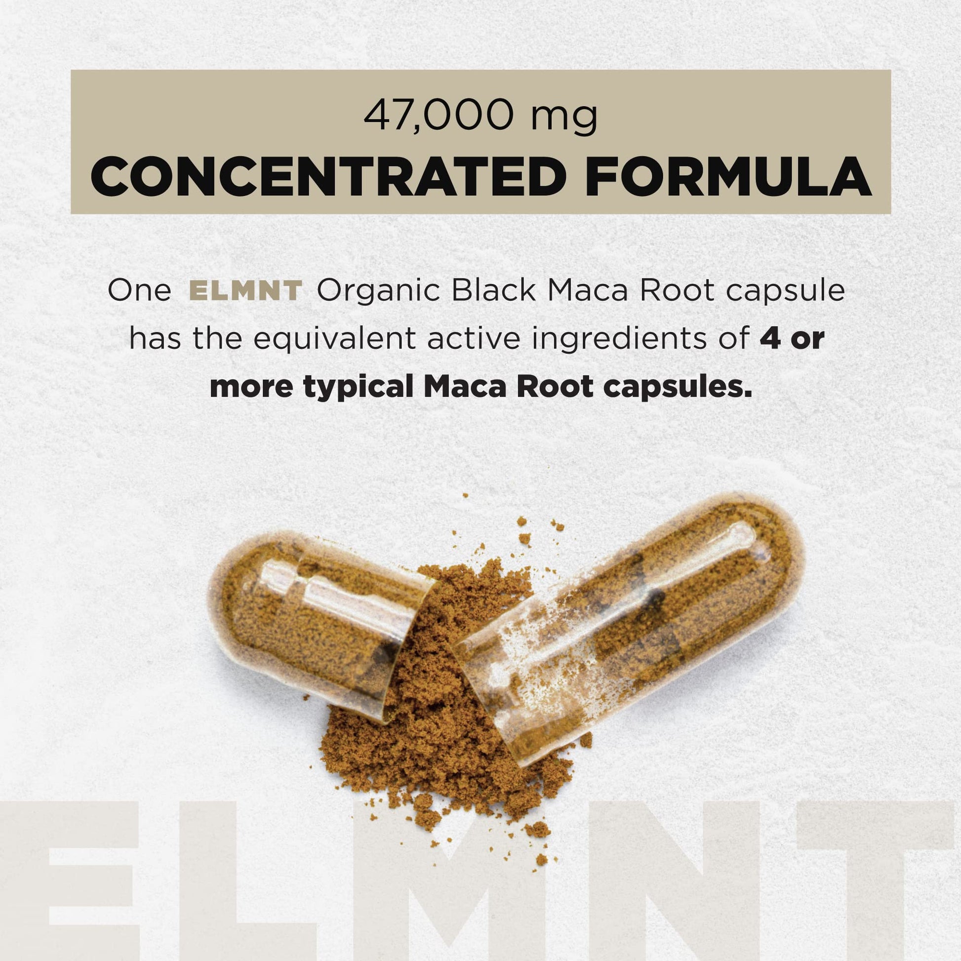 ELMNT 40,000mg 40x Strength Organic Black Maca Root + Ashwagandha - #1 Highest Potency Black Maca Root Capsules for Men Supplement 100% Pure Maca Peruana 40:1 Extract Maca Powder Pills Male Booster
