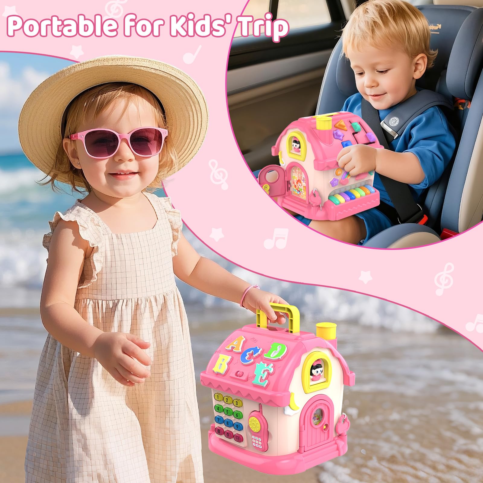 Fidecexv Montessori Toys for 1 Year Old Girl Gifts, 12-in-1 Musical House Toddler Learning Toys for 1-2, 1st First Birthday Gifts for Girls and Boys Baby 6-12 12-18 6-24 Months