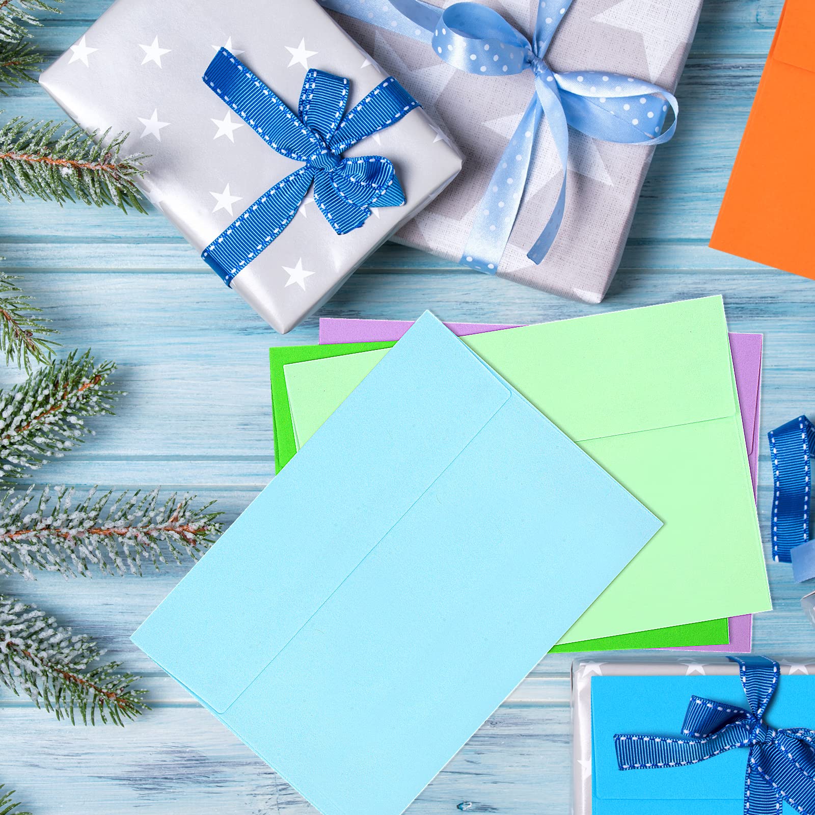 50 Pack Colored A7 Envelopes, 5x7 Self-Seal for Invitations, Weddings, Photos, Postcards, Greeting Cards, Mailing - Printable