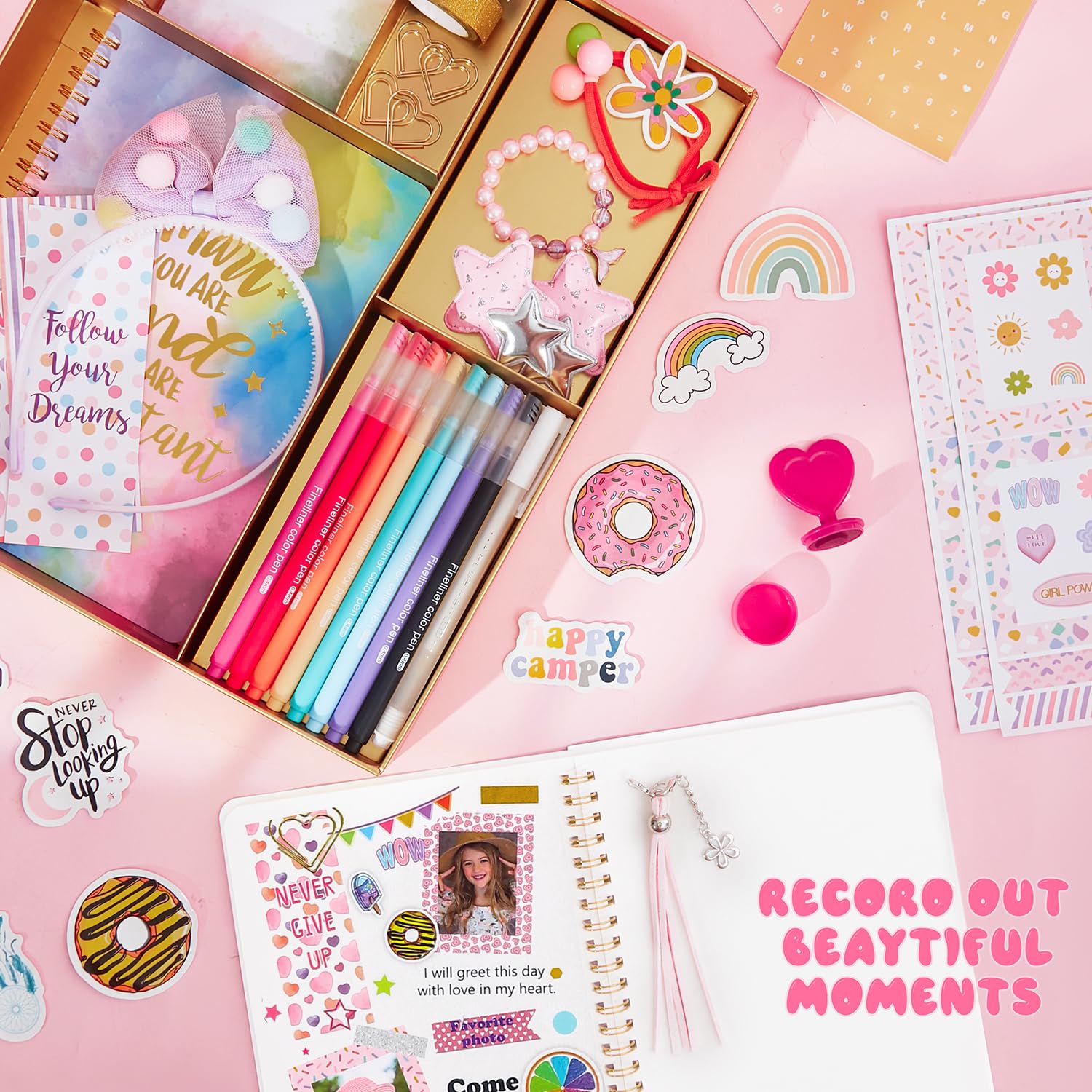 Girls DIY Diary 54 Pcs Diary Set, Toys for Ages 6 7 8 9 10 11 12 13, DIY Stationery Set, Thin Stickers and Little Girls Daily Supplies, Gifts for Teen Good Idea Choice