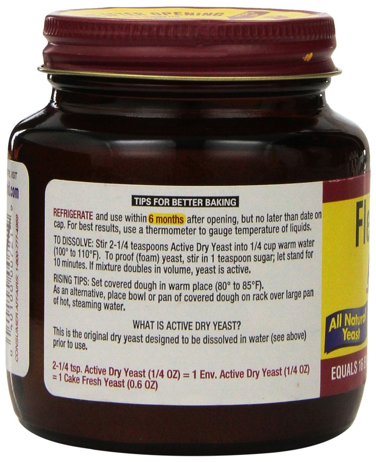 Fleischmanns Yeast, ActiveDry 4 oz Jar