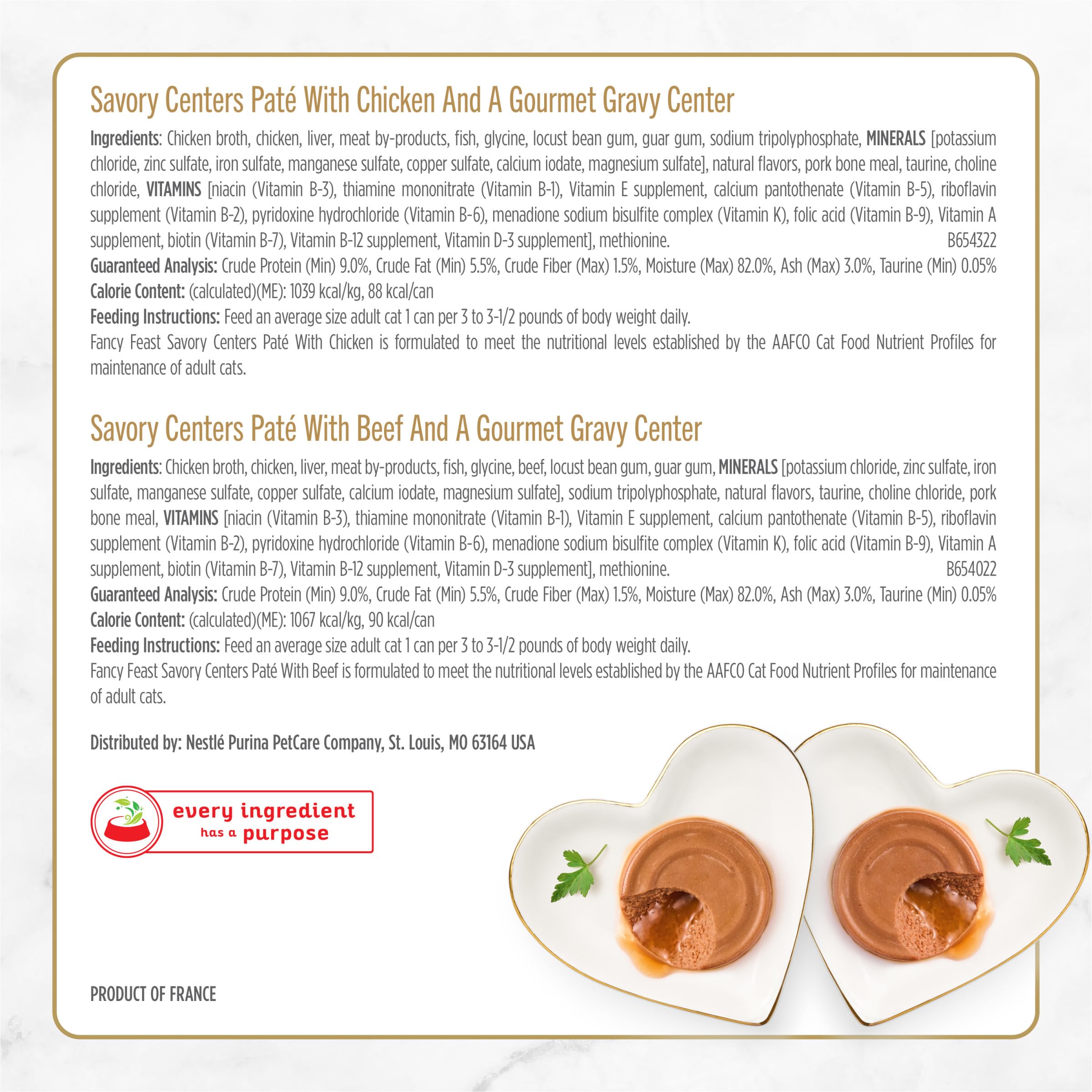 Purina Fancy Feast Savory Centers Wet Cat Food Pate Variety Pack With Chicken, Salmon, Beef, and Tuna Pate with Gravy Center - (Pack of 24) 3 oz. Cans