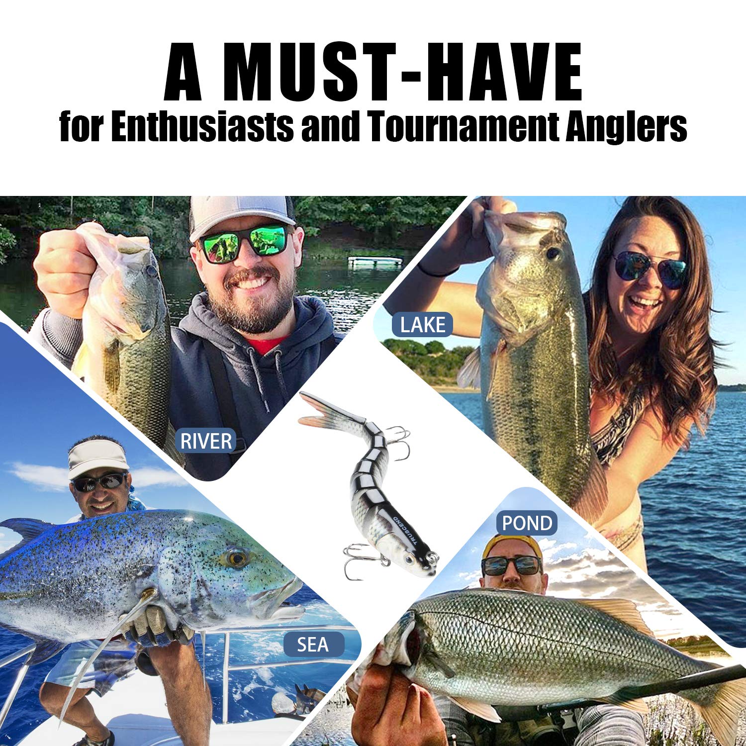 TRUSCEND Easy Catch Swimmax, Magic Noisy Turbulent Wiggling and Vibrating Actions for More Bites, Segmented Swimbait Jointed by Dyneema Strongest Fiber, Lifelike Fishing Lures for Relax Family Fishing