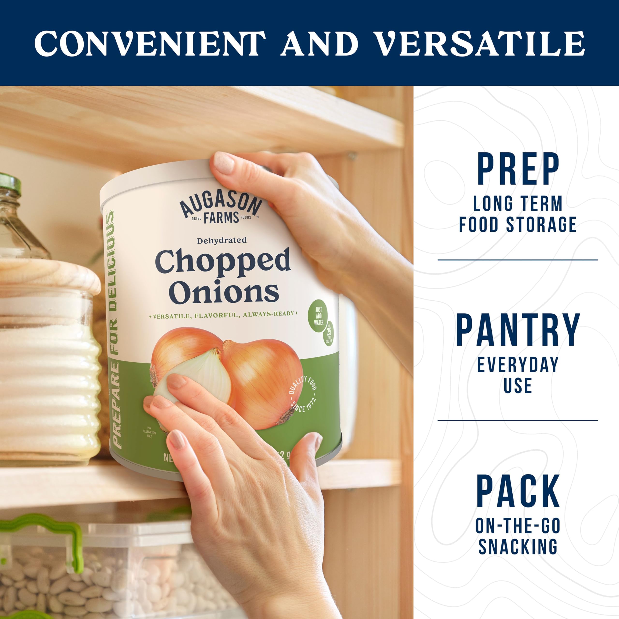 Augason Farms Dehydrated Chopped Onions Can, Emergency Food Supply, Everyday Meals, 130 Servings