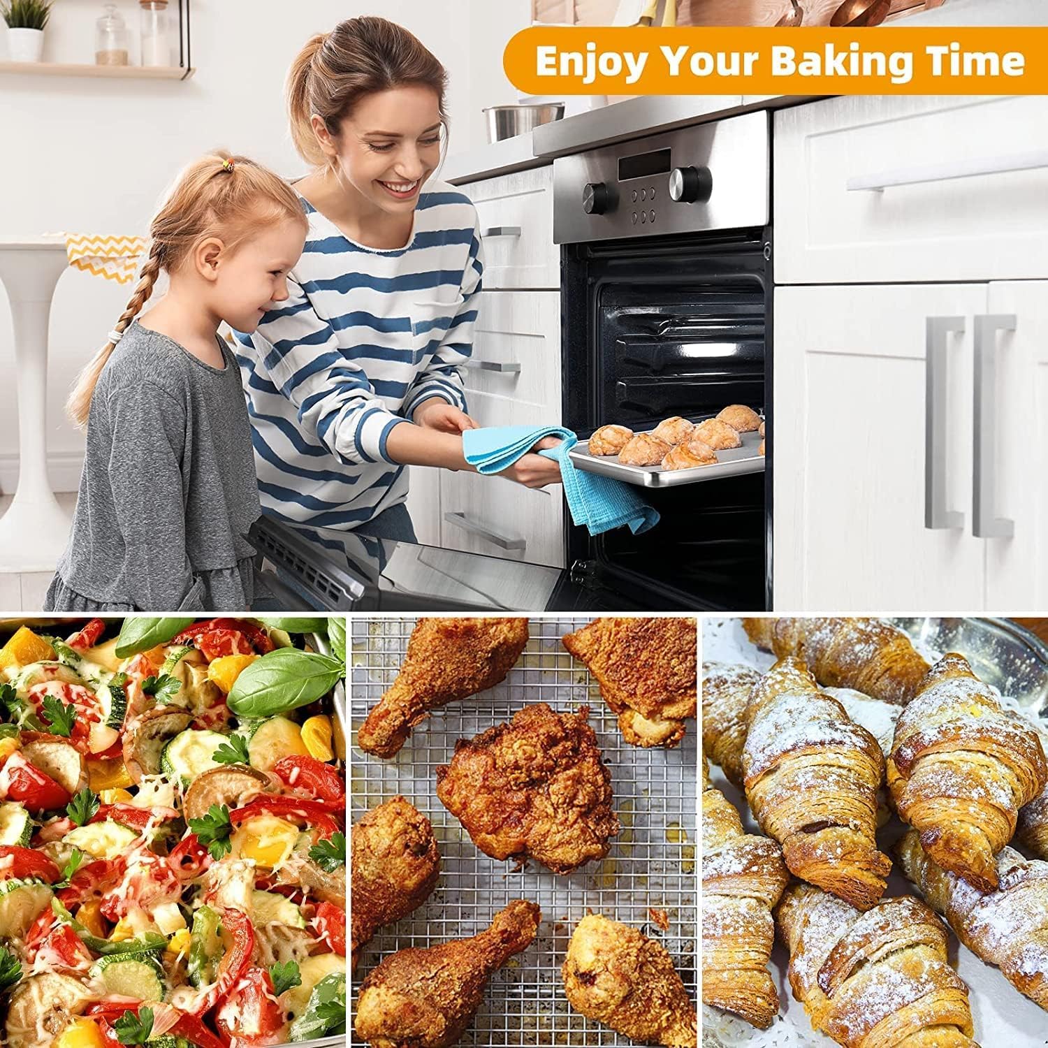 Air Fryer Basket for Oven, OPENICE 15.6" x 11.6" Large Air Fryer Tray and Pan with 30PCS Parchment Papers, Stainless Steel Oven Air Fryer Basket and Tray for Baking Grilling
