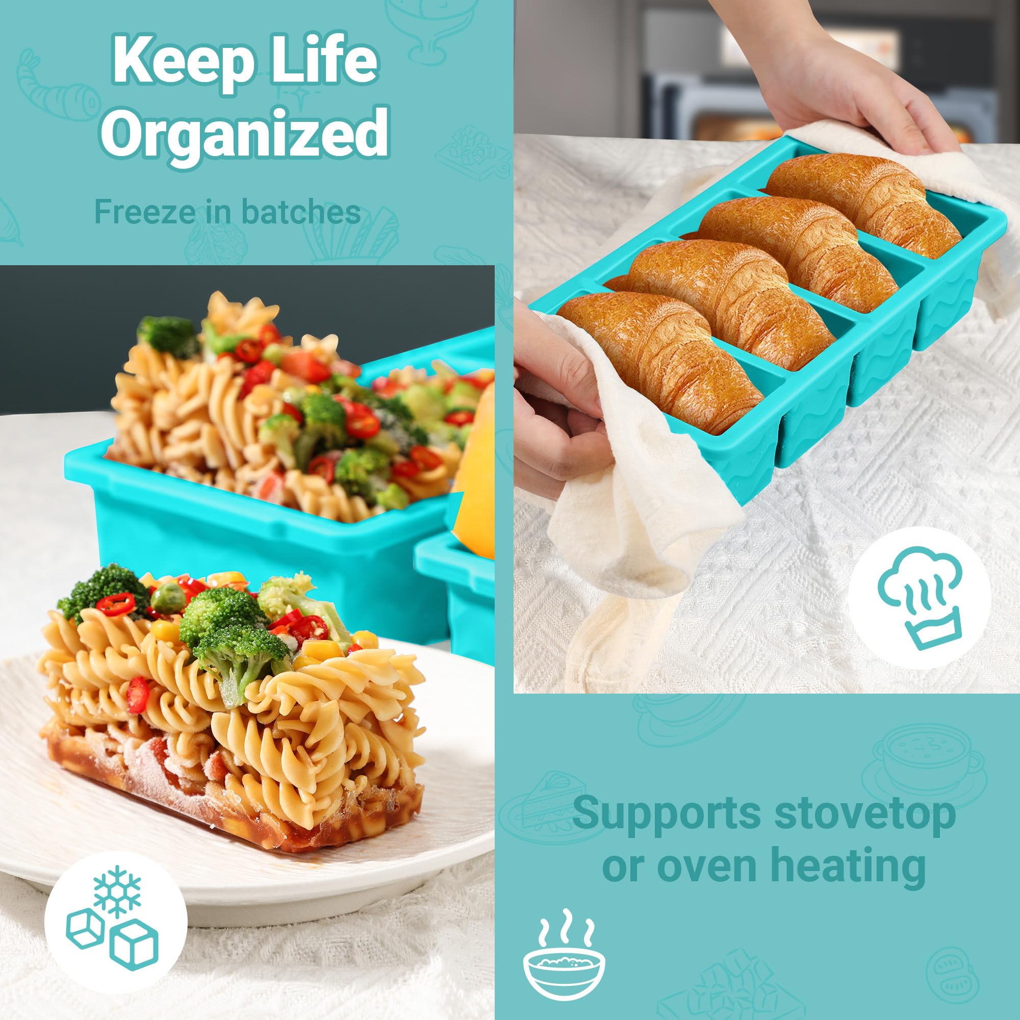 Silicone Freezer Molds for Soup with Lid – 1-Cup Soup Container Style Ice Cube Trays for Freezer, Meal Prep & Food Storage, Freeze 250mL/125mL Portions – 2 Pack