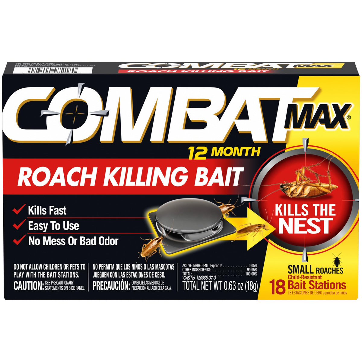 Combat Max 12 Monate Schabenköder, kleine Schabenköderstation, kindersicher, 18 Stück