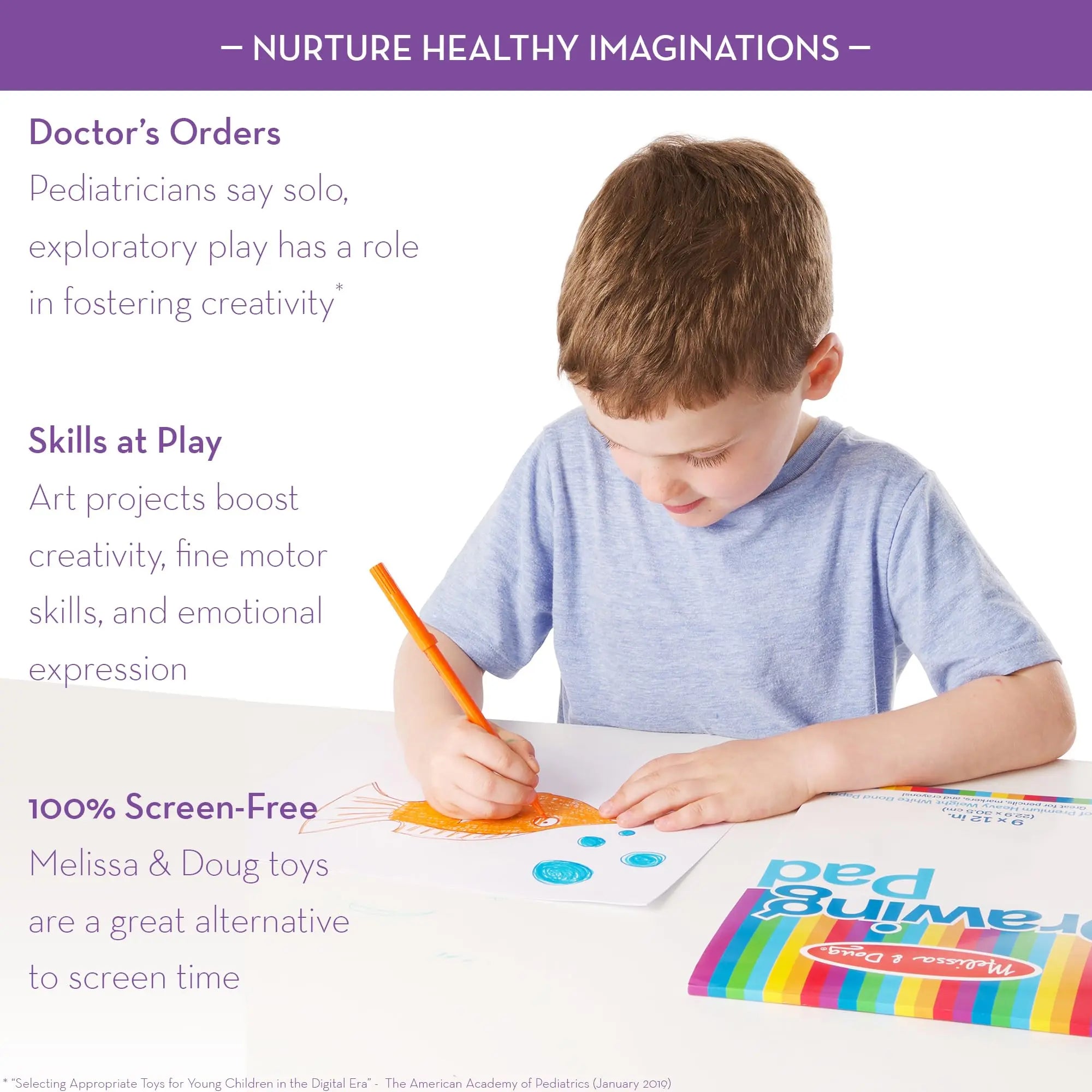 Melissa & Doug Drawing Paper Pad (9 x 12 inches) - 50 Sheets, 3-Pack - FSC Certified