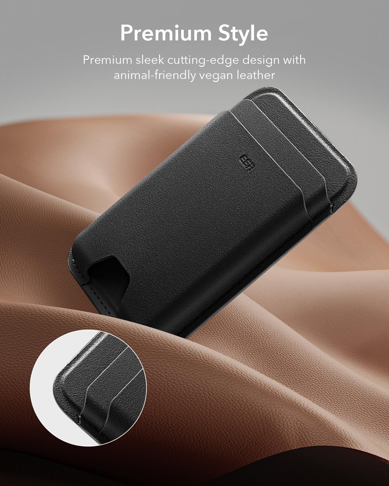 ESR for MagSafe Wallet, 5-Card Holder, Magnetic Wallet for iPhone, RFID Blocking, with 3,200 g Magnetic Strength, Vegan Leather, Slim for iPhone 17/16/15/14/13/12 Series, Not for 13/12 Mini, Black