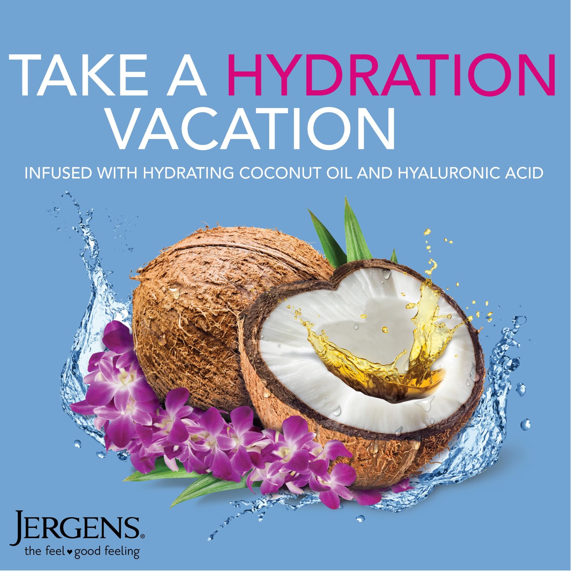 Jergens Wet Skin Body Moisturizer with Coconut Oil, In Shower Lotion for Dry Skin, Fast-Absorbing, Non-Sticky, Dermatologist Tested, 10 Oz