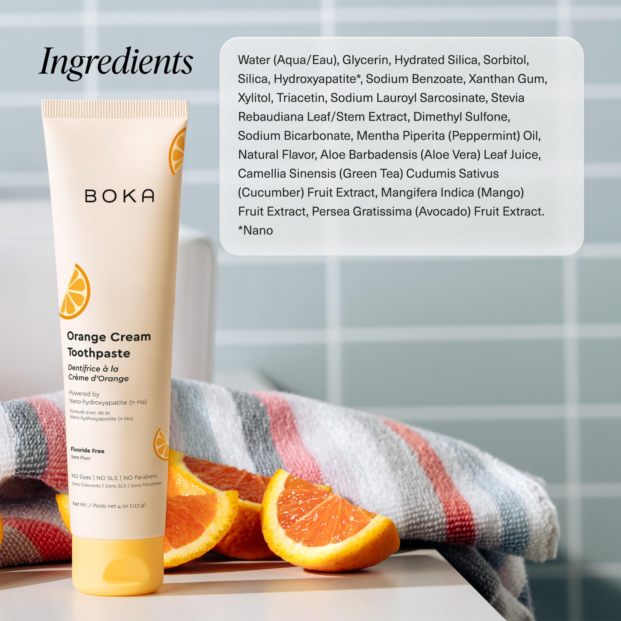 Boka Fluoride Free Toothpaste Nano Hydroxyapatite Toothpaste - Orange Cream Flavor, 4 oz 1Pk US Manufactured