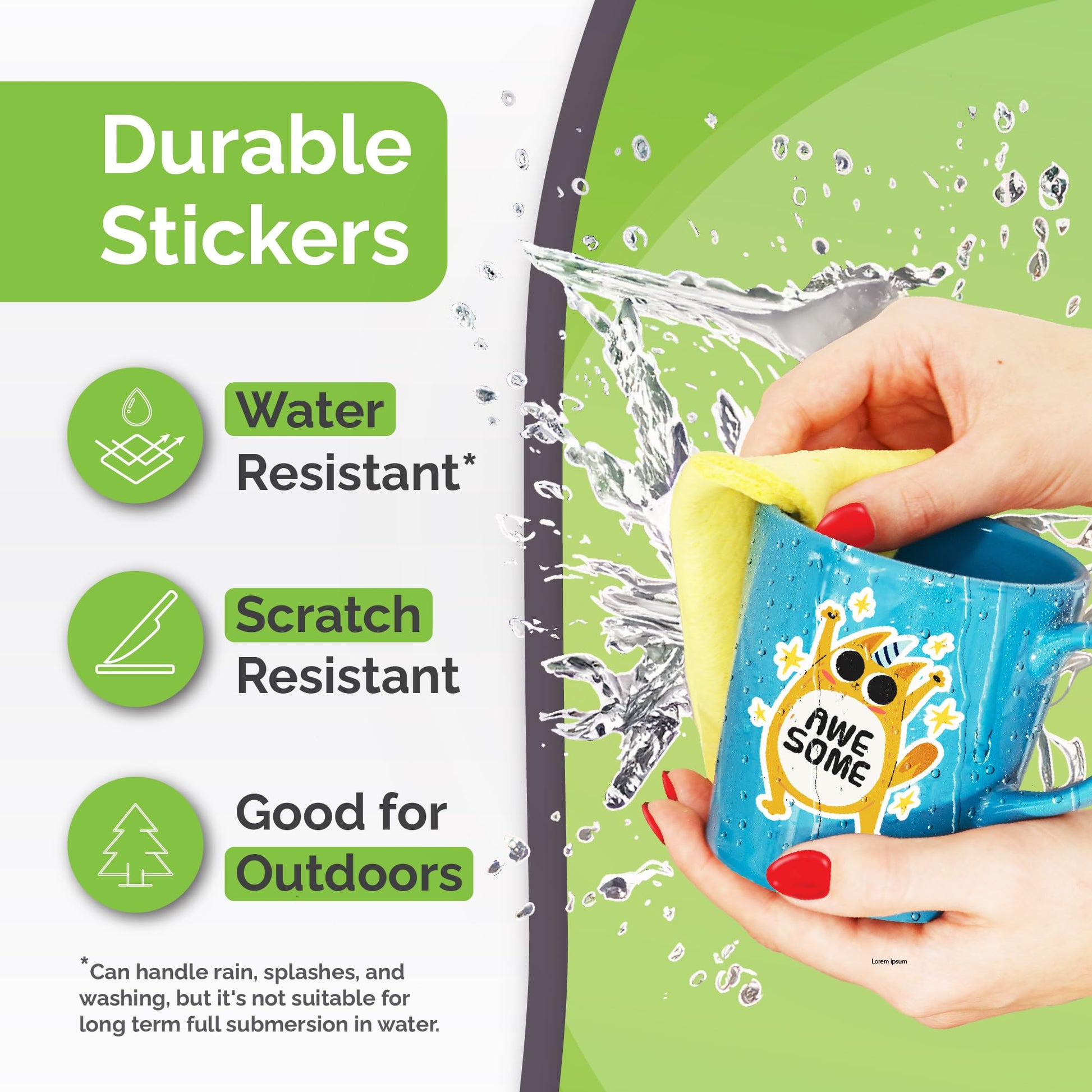 Premium Printable Vinyl Sticker Paper for Inkjet Printer - 34 Sheets Self-Adhesive Sheets Matte White Water-Resistant, Dries Quickly Vivid Colors, Holds Ink Well - Tear Resistant