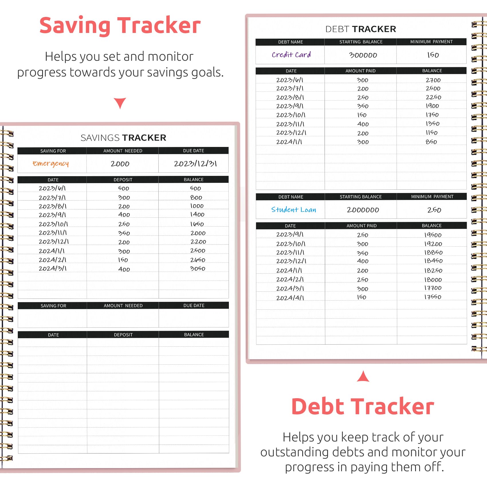 Budget Planner - Monthly Budget Book with Expense Tracker Notebook, Undated Bill Organizer & Finance Planner to Take Control of Your Money, 2025-2026 Account Book to Manage Your Finances-Pink