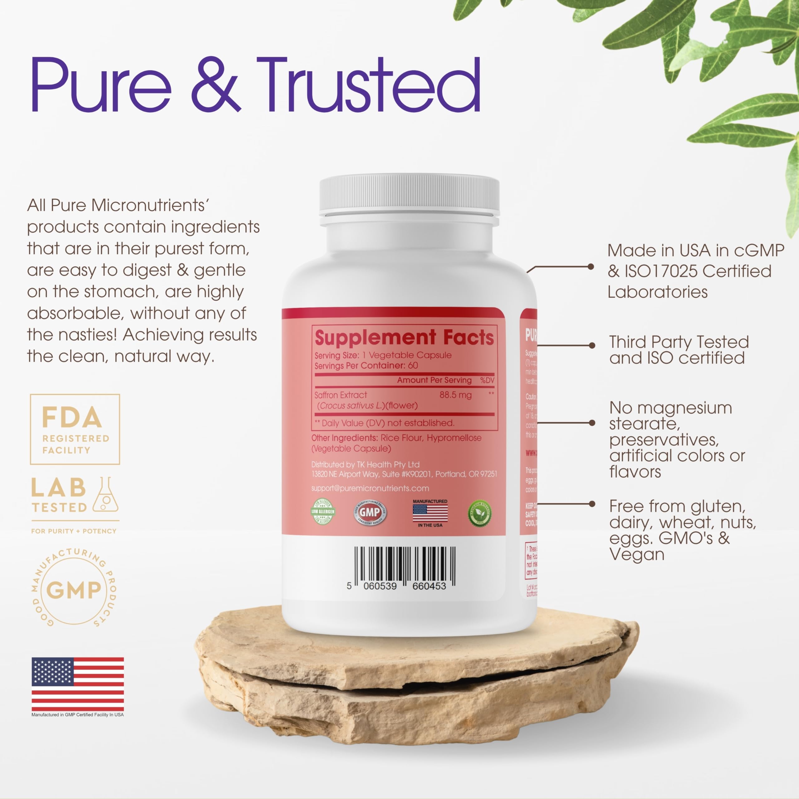 Saffron Supplements - 100% Pure Saffron Extract Capsules - Boost Energy & Mood, Support Eye & Heart Health