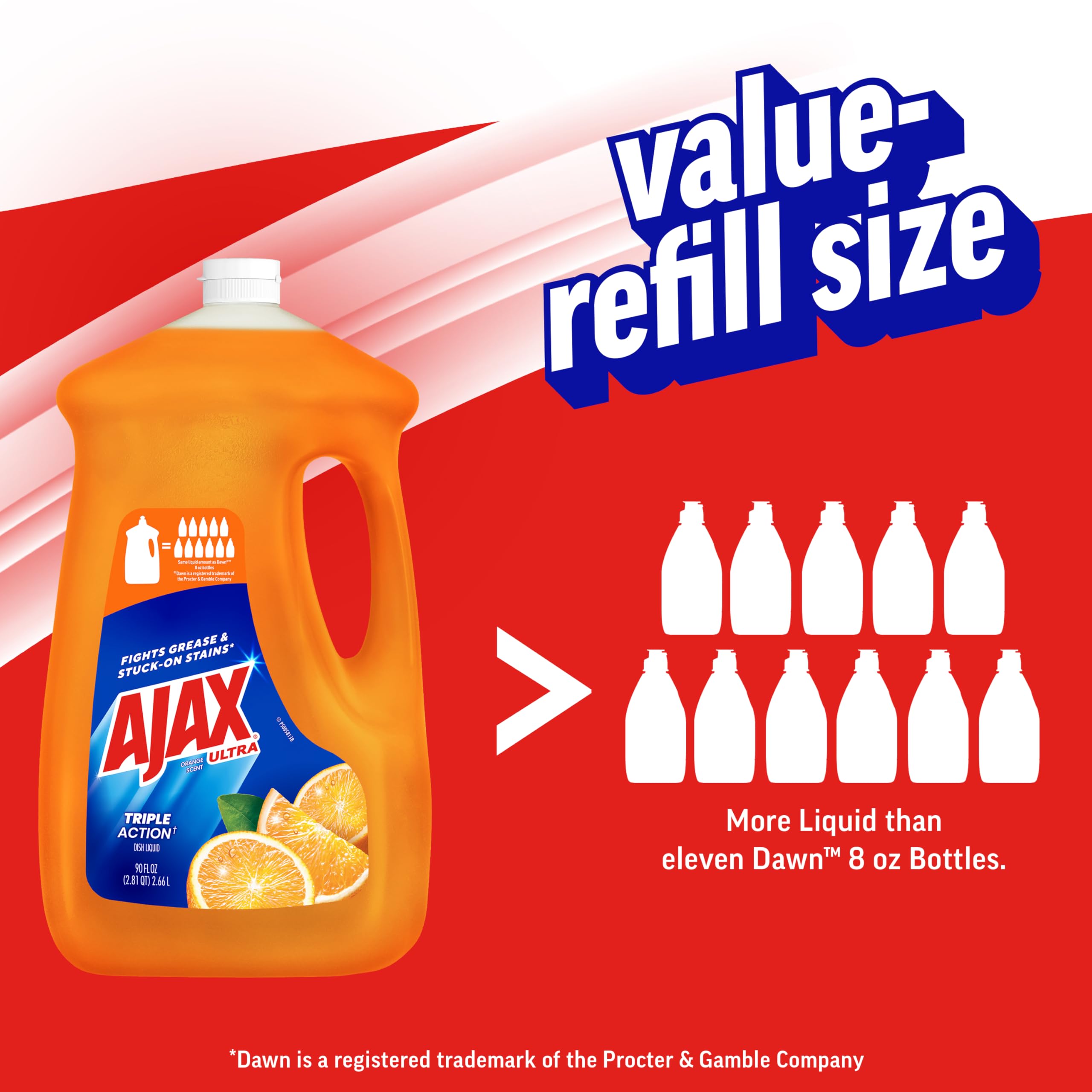 Ajax Ultra Liquid Dish Soap Orange Scent, Triple Action, 90 fl oz Bottle
