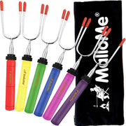 MalloMe Smores Sticks for Fire Pit - Premium 34 inch Marshmallow Roasting Sticks Smores Kit Outdoor -Accessories for Campfire- Smore Skewers Hot Dog Fork, Camping Essentials Bonfire Gear Long (6 Pack)