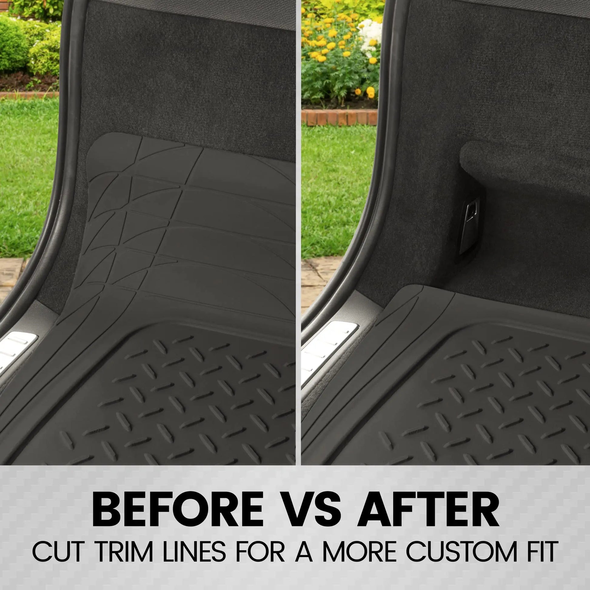 BDK Heavy Duty Rubber Cargo Mat Liner - All-Weather Trunk Protection, Trim-to-Fit Design for Cars, SUVs, Vans & Trucks - Non-Slip, Waterproof, Durable Cargo Floor Liner - 54" x 43.5" x 0.25" - Black