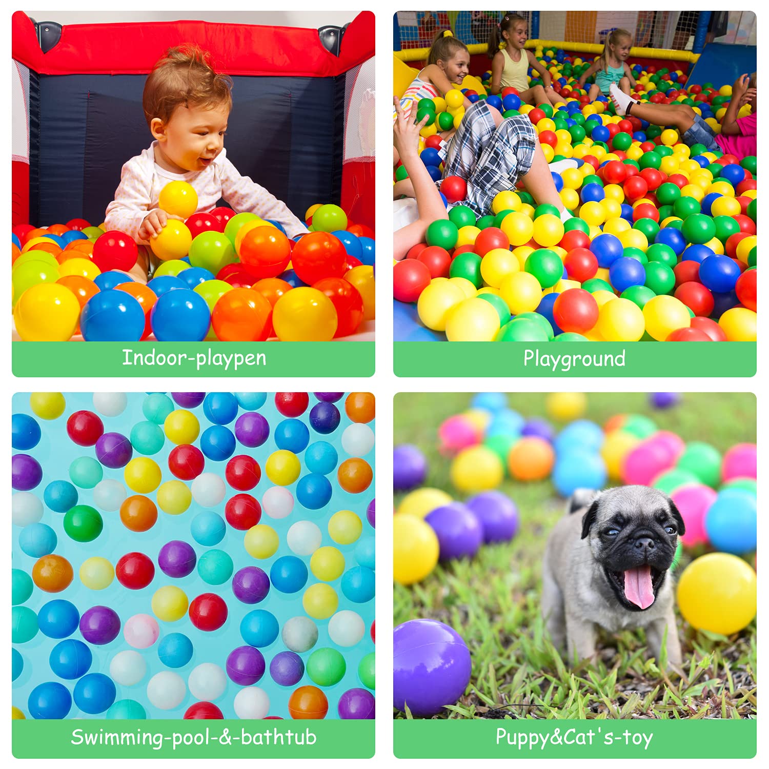 Hovenlay Ball Pit Balls Phthalate Free BPA Free Crush Proof Plastic - 7 Bright Colors in Reusable Play Toys for Kids with Storage Bag