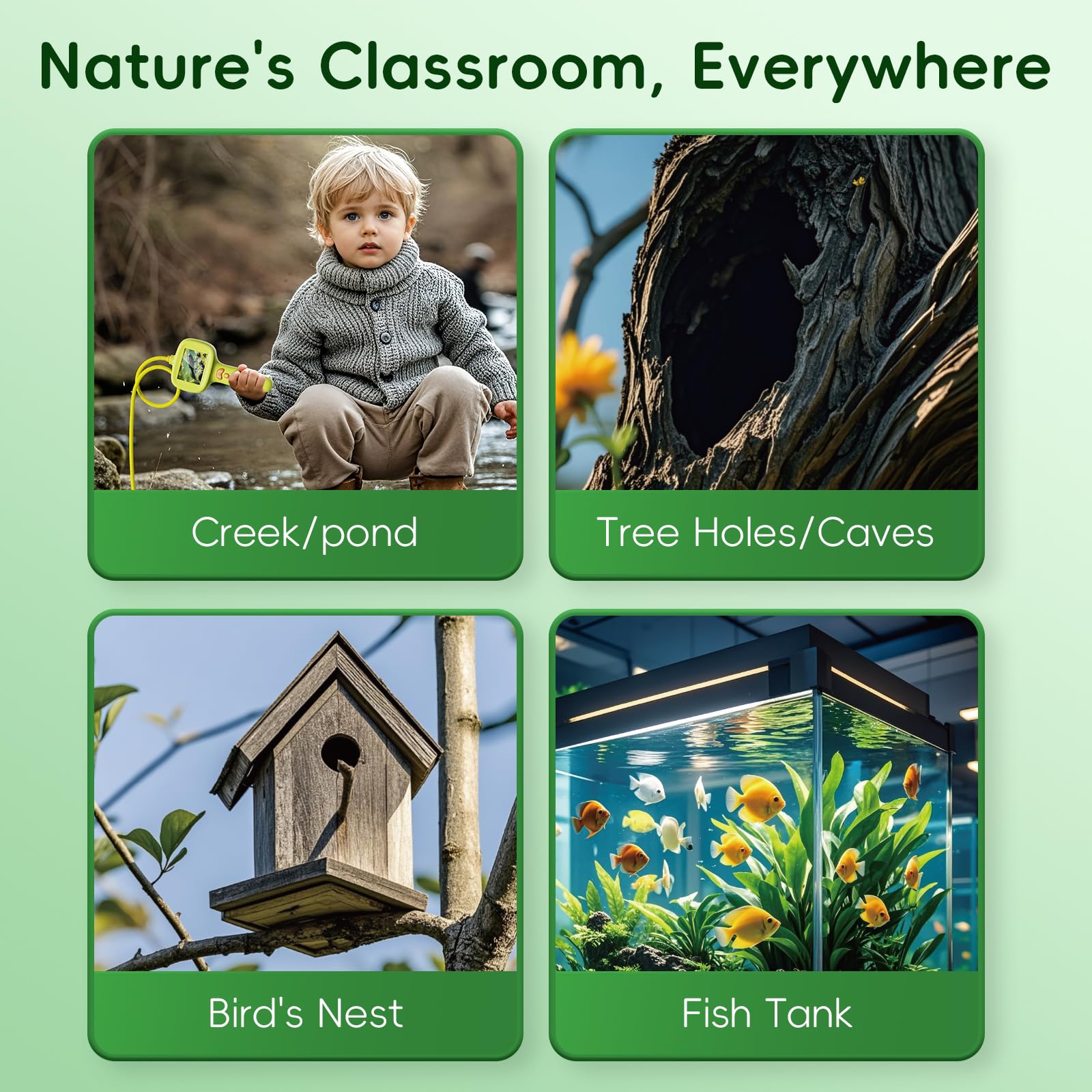 Kids Borescope Borescope Camera Toy with Light for Kids - STEM Science Educational Toy for 4 5 6 7 8 9 10 Years Old Boys Girls Birthday Gift, Snake Scope Camera for Outdoor Camping Nature Exploration