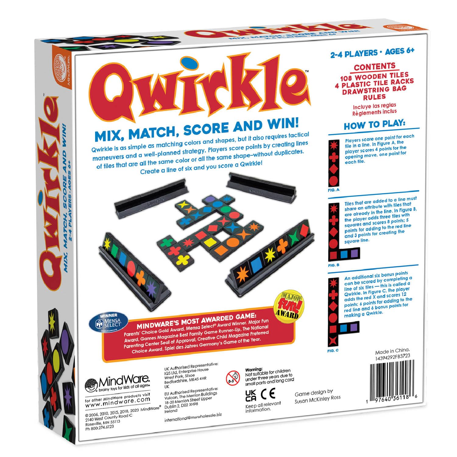 Qwirkle Board Game - Strategy Game for 2-4 Players Ages 6+ - Deluxe with Trays