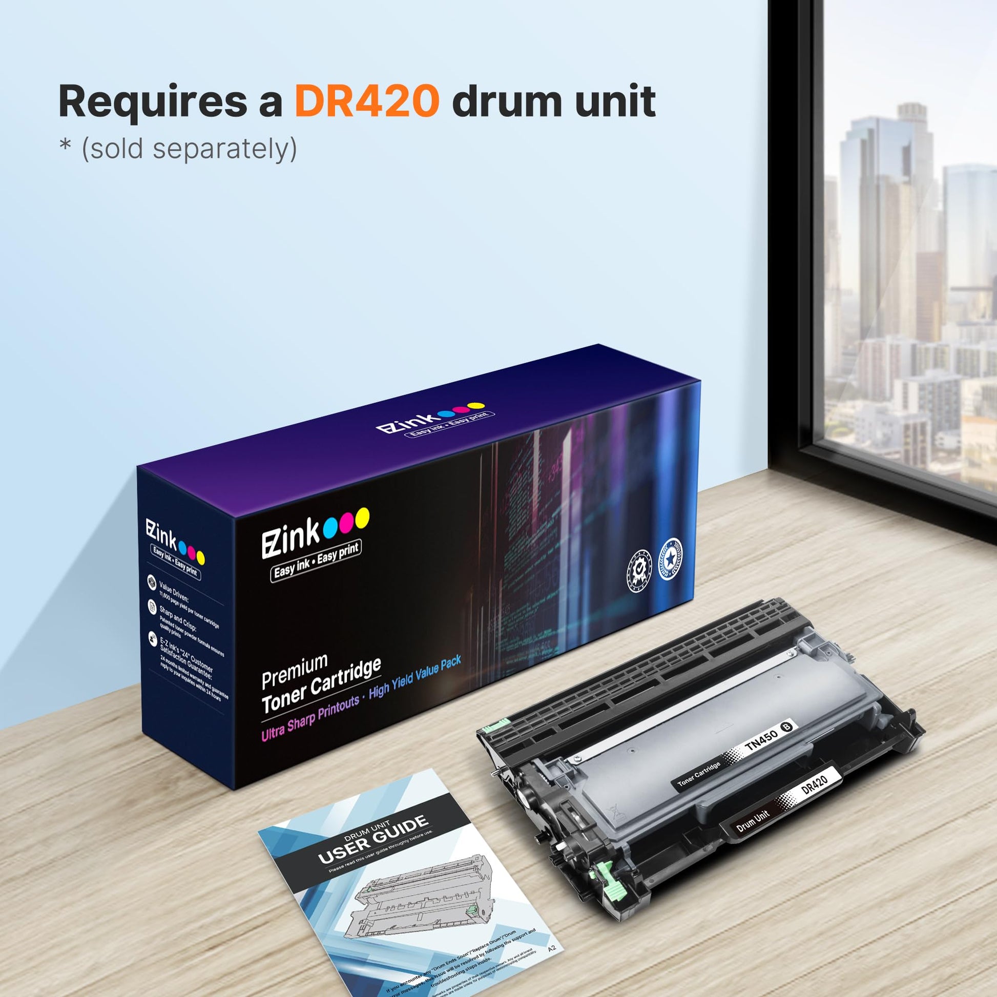 E-Z Ink Compatible Toner Cartridge Replacement for Brother TN450 TN420 TN-450 TN-420 Compatible with HL-2270DW HL-2280DW HL-2230 MFC-7360N MFC-7860DW DCP-7065DN Intellifax 2840 2940 (2 Black)