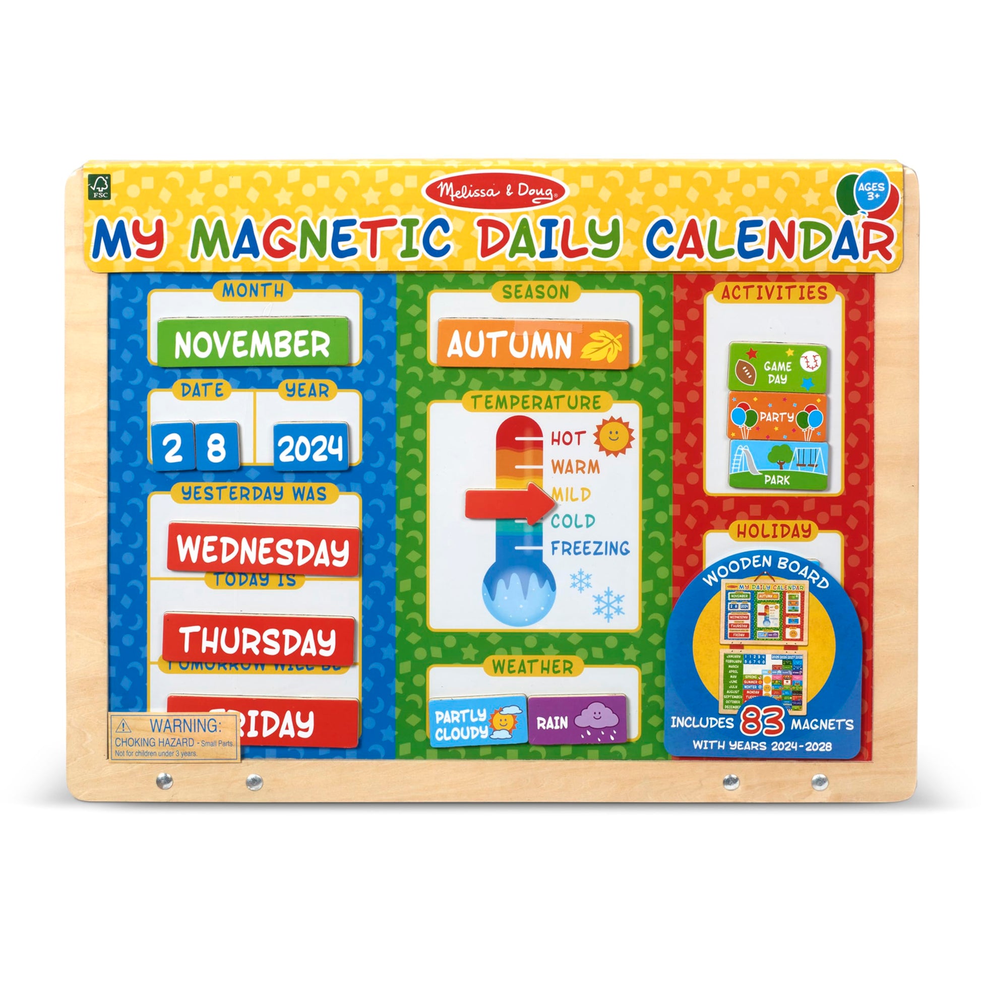 Melissa & Doug My First Daily Magnetic Calendar - Activities Calendar for Kids, Weather and Seasons Calendar for Preschoolers and Kids Ages 3+