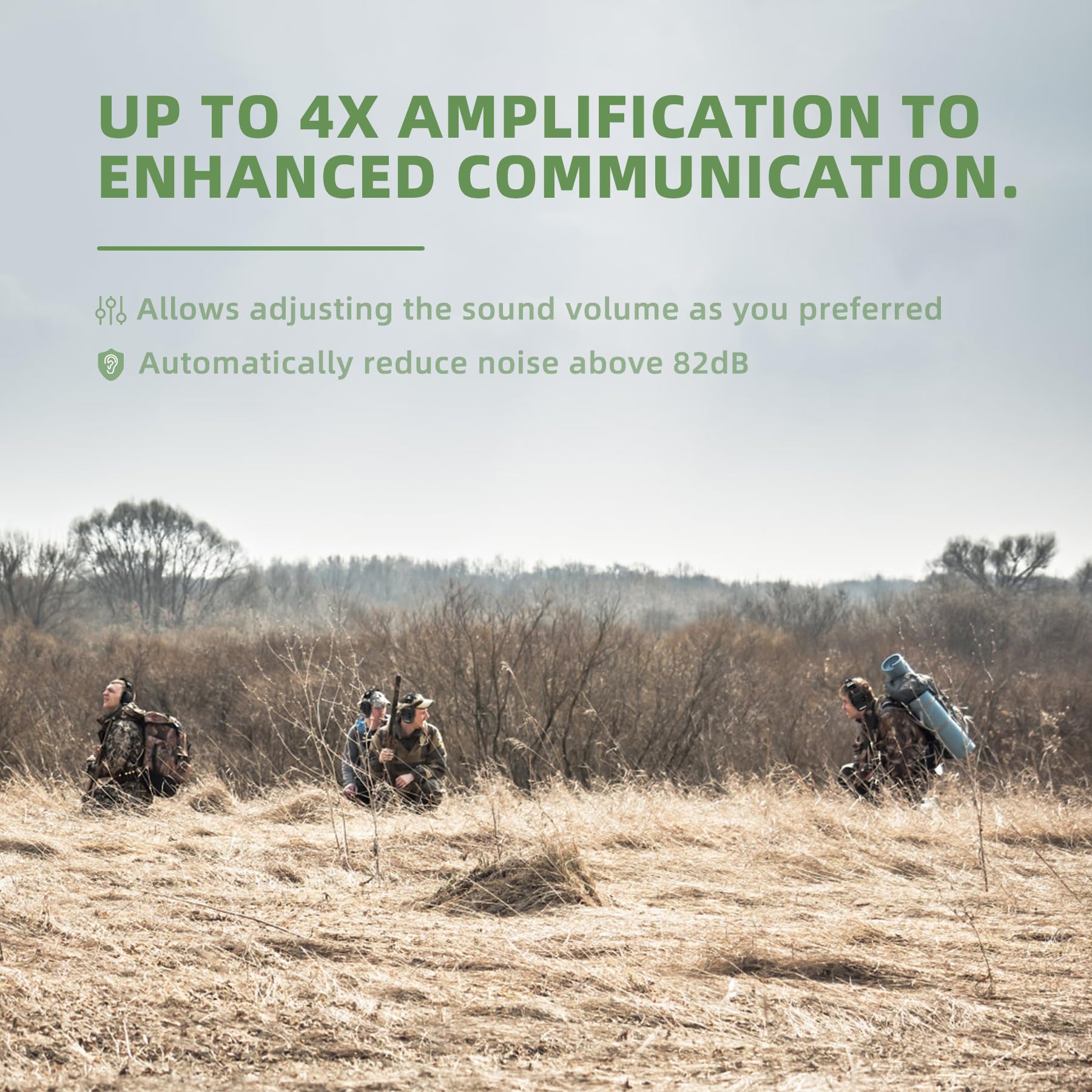PROHEAR Electronic Ear Protection for Shooting with 4X Sound Amplification, Gun Range Hearing Protection Muffs, NRR 23dB Noise Reduction Headphones for Hunting, Green