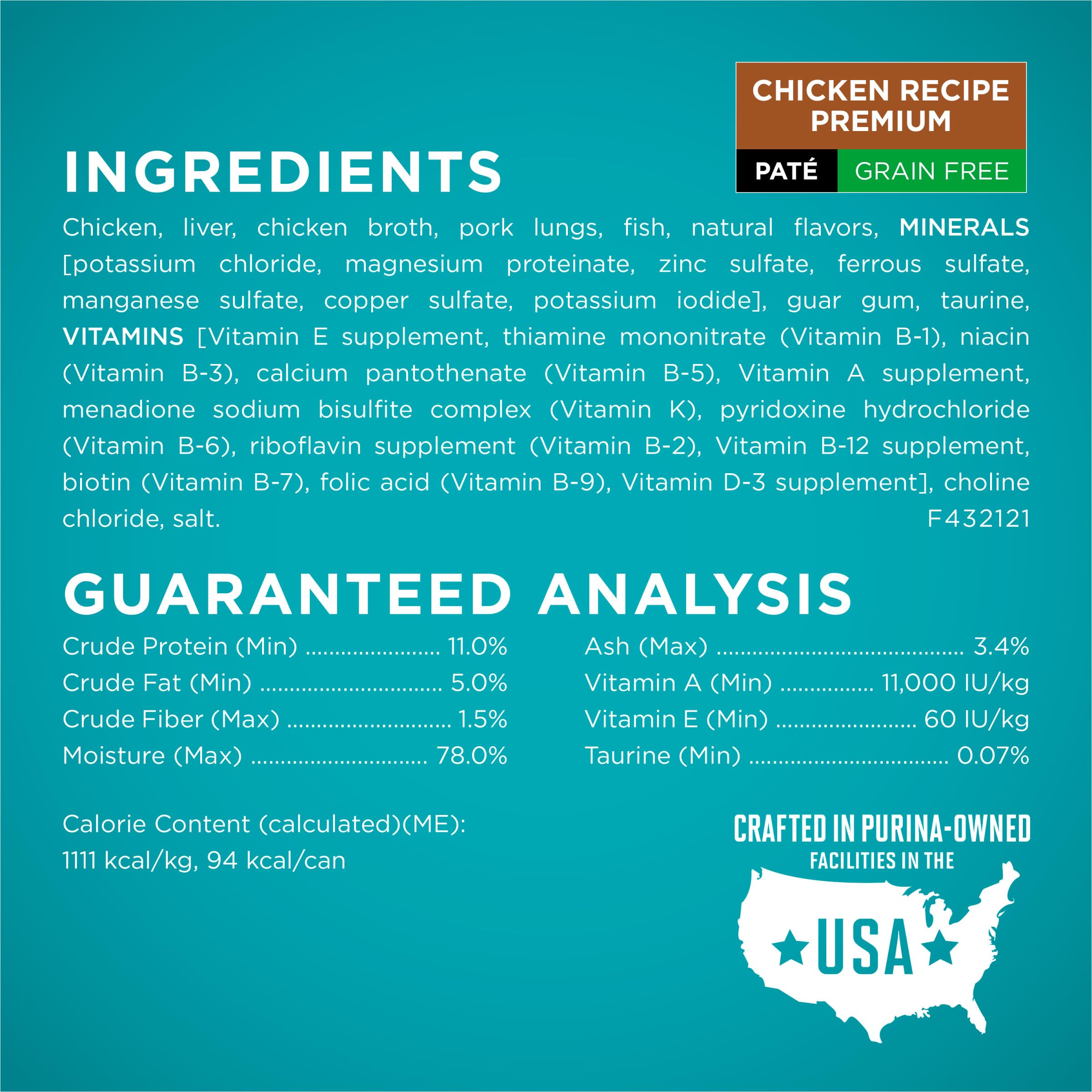 Purina ONE High Protein, Grain Free Pate Wet Cat Food Variety Pack, Grain Free Formula - (Pack of 24) 3 oz. Cans