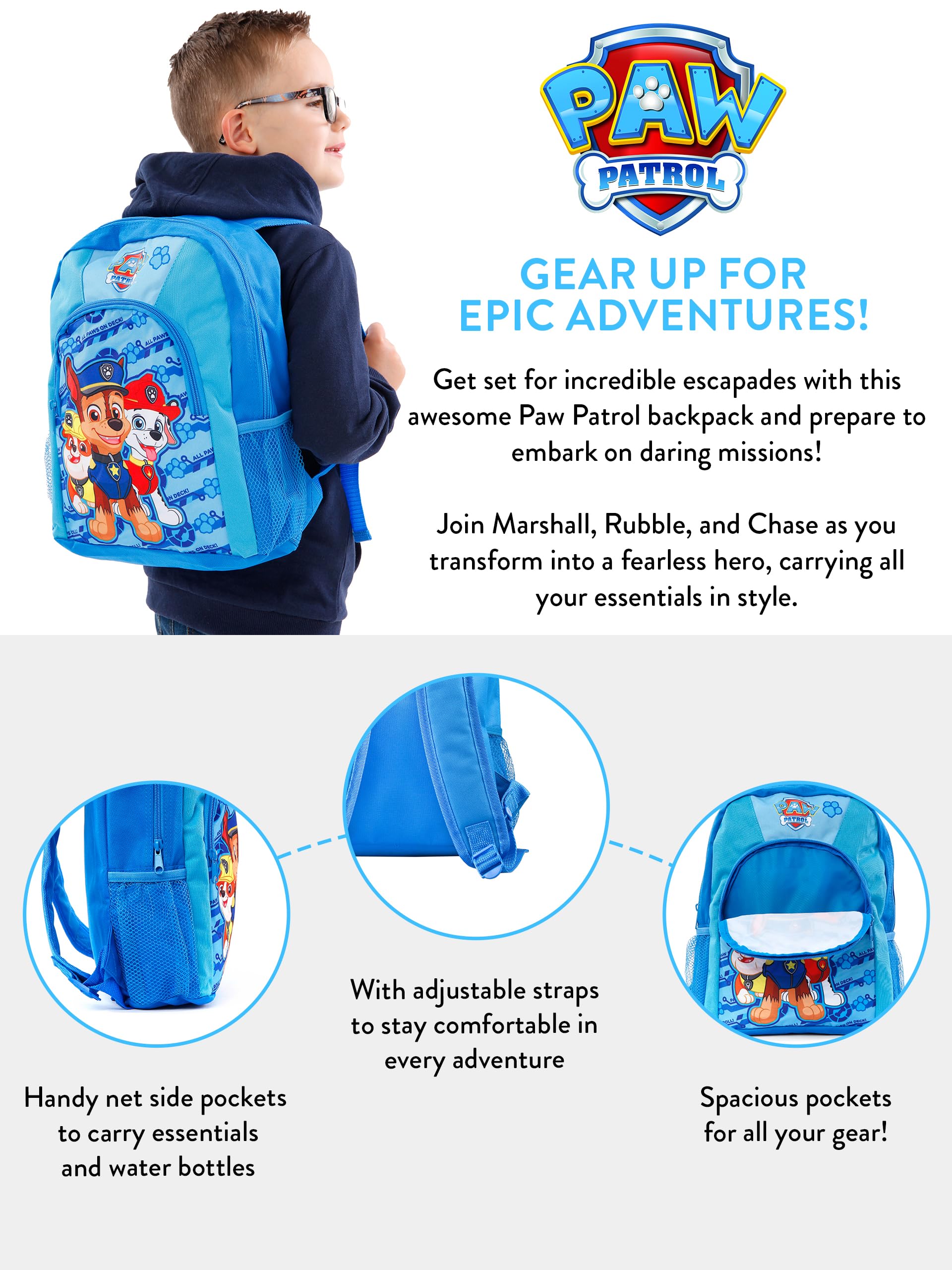 Paw Patrol Backpack | Chase Rubble Marshall Boys Backpacks | School Bag for Kids