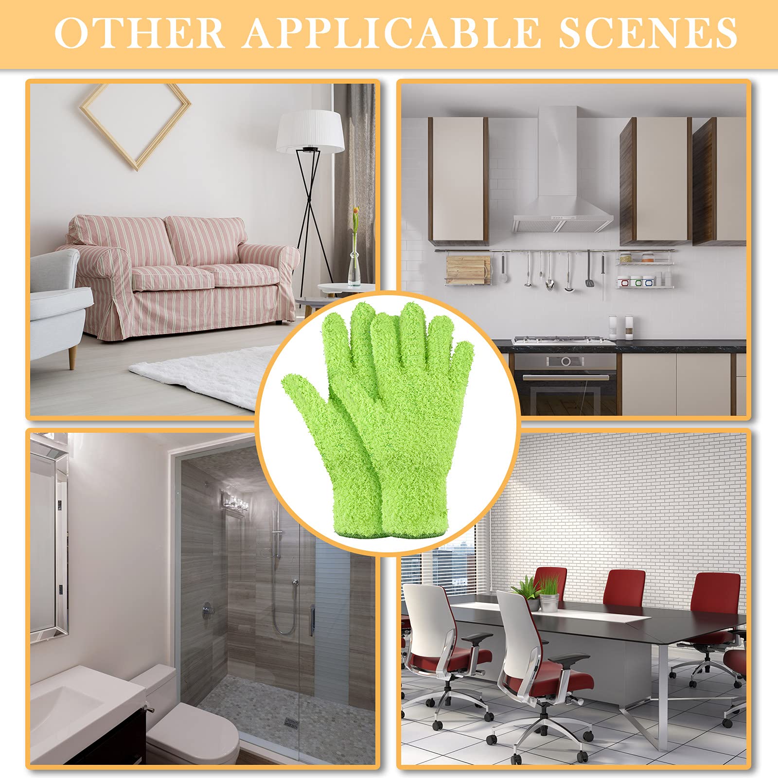 Patelai 3 Pairs Microfiber Plant Dusting Gloves Leaf Cleaning Gloves for Indoor Plants, Blinds, Furniture, House(Medium,Green Yellow, Water Blue, Pink)