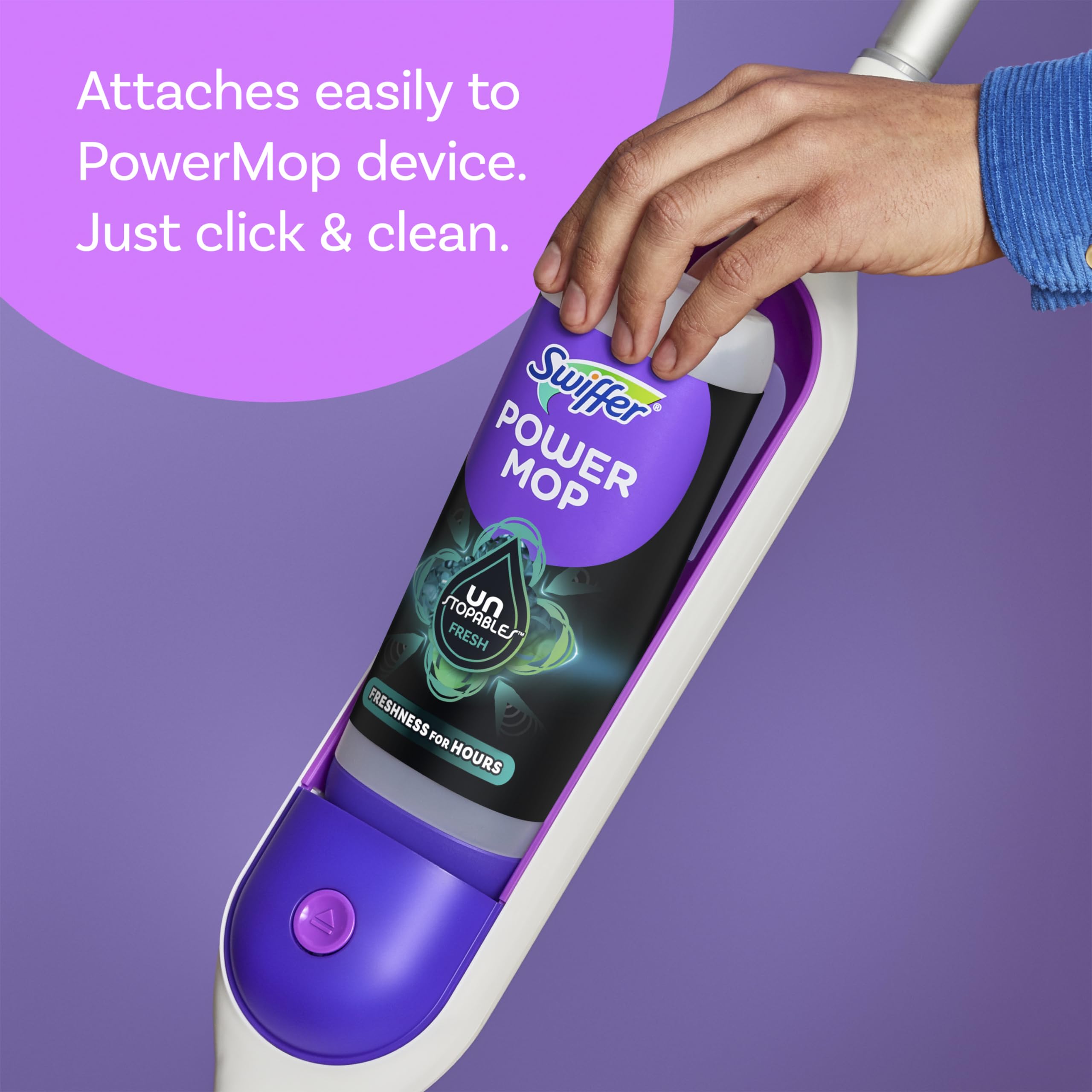 Swiffer PowerMop Floor Cleaning Solution with Unstopables Fresh Scent, PowerMop Refills, Floor Cleaner for Mopping, 25.3 fl oz, 2 Pack