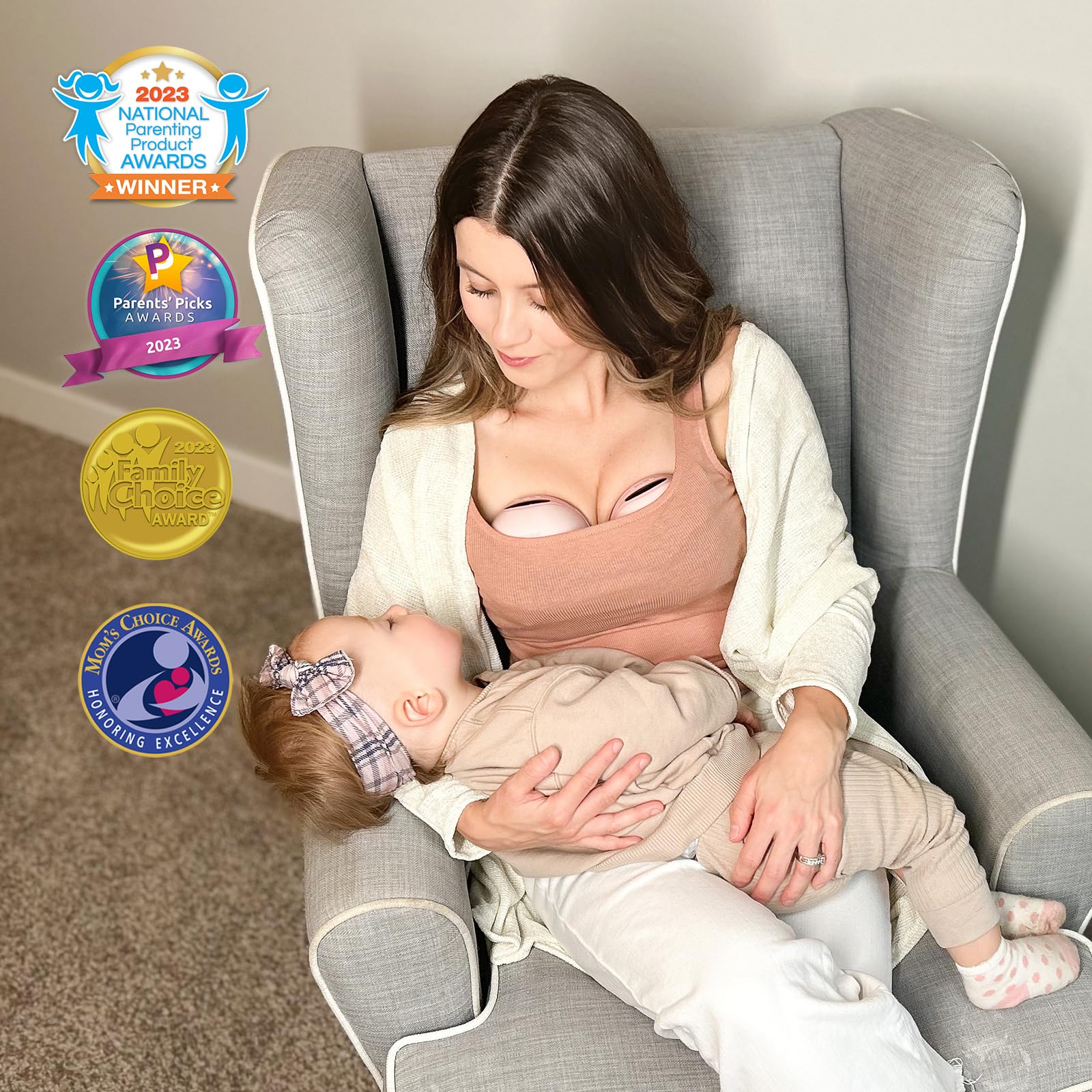 MomMed Wearable Breast Pump S21 - Leak-Proof Design, Hands-Free Double Portable Electric Breast Pump with 9 Levels - 24mm Shield