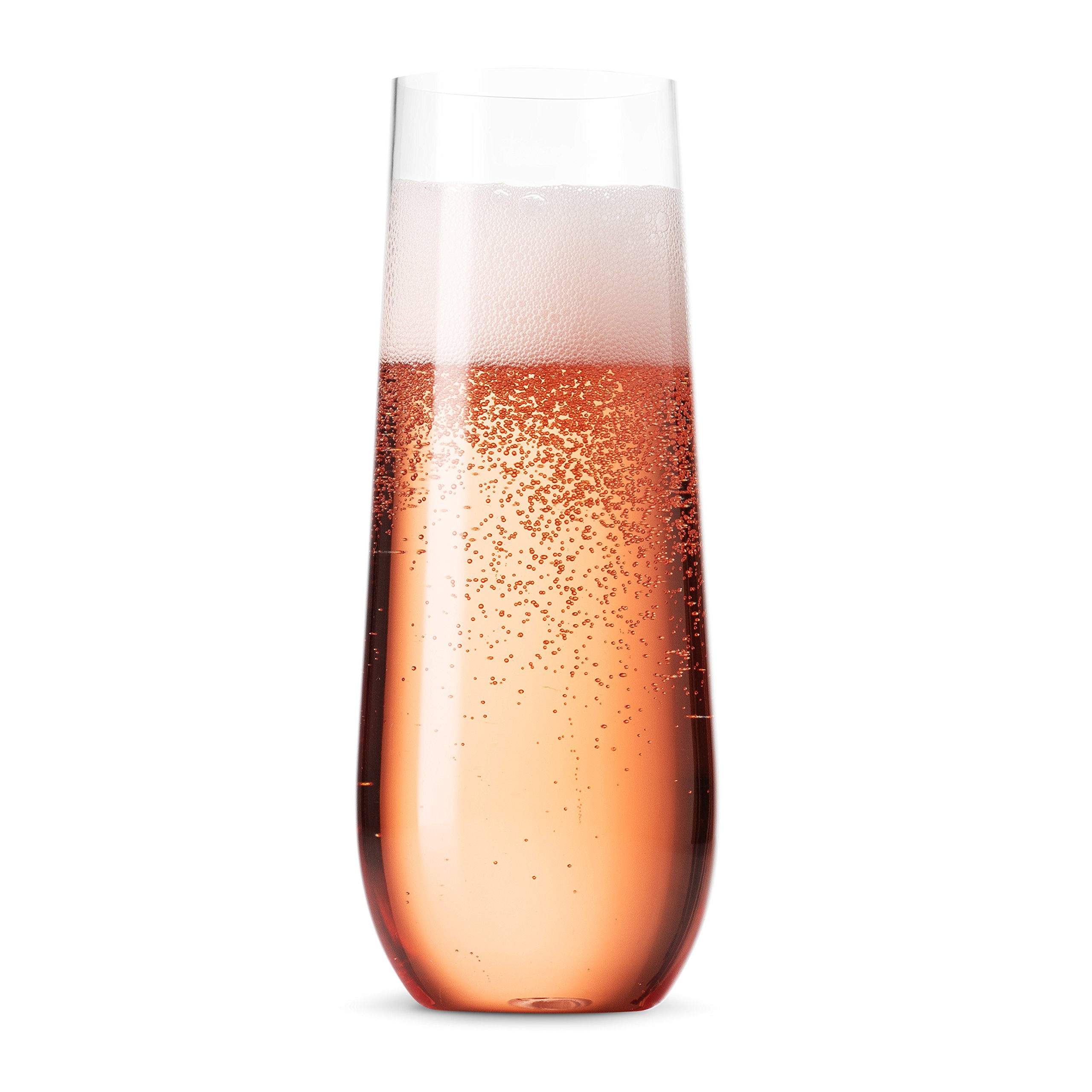 Munfix 48 Pack Stemless Plastic Champagne Flutes Disposable 9 Oz Clear Plastic Toasting Glasses Shatterproof Recyclable and BPA-Free