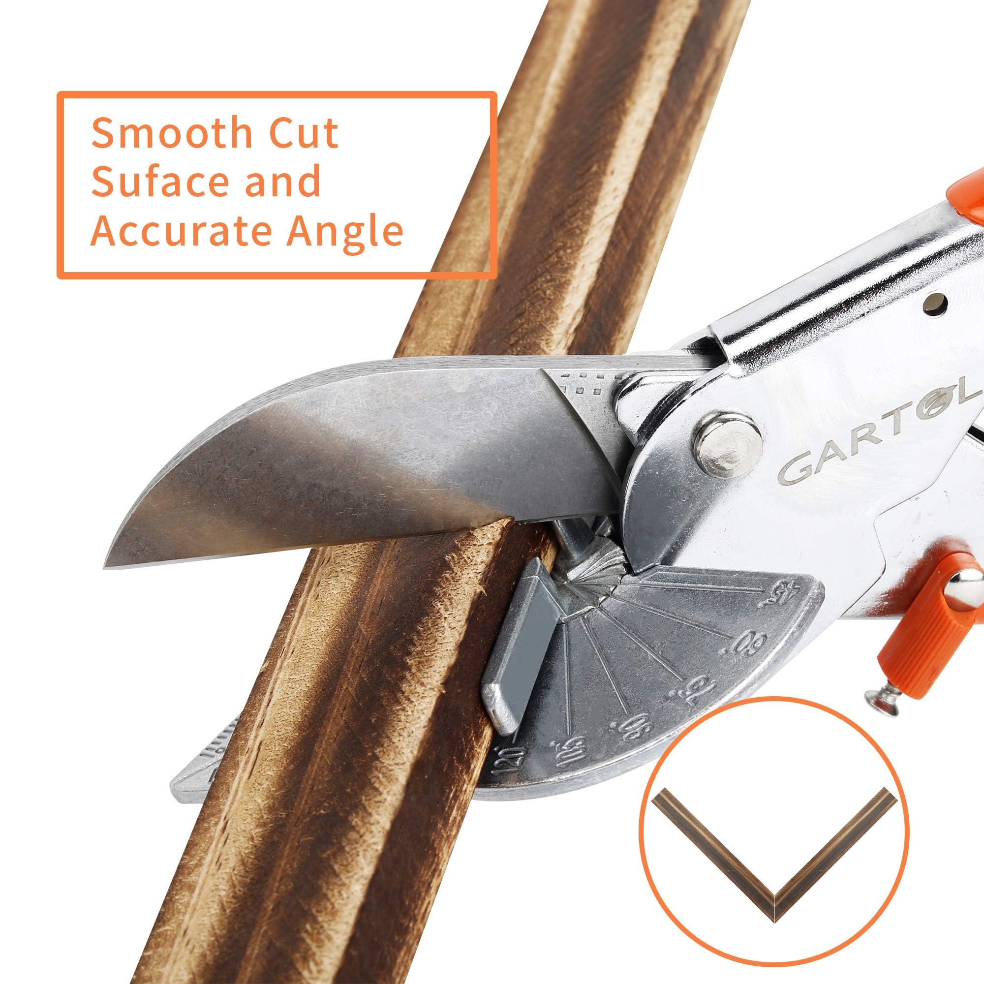 GARTOL Miter Shears- Multifunctional Trunking Shears for Angular Cutting of Moulding and Trim, Adjustable at 45 to 135 Degree, Hand Tools for Cutting Soft Wood, Plastic, PVC, with Replacement Blades