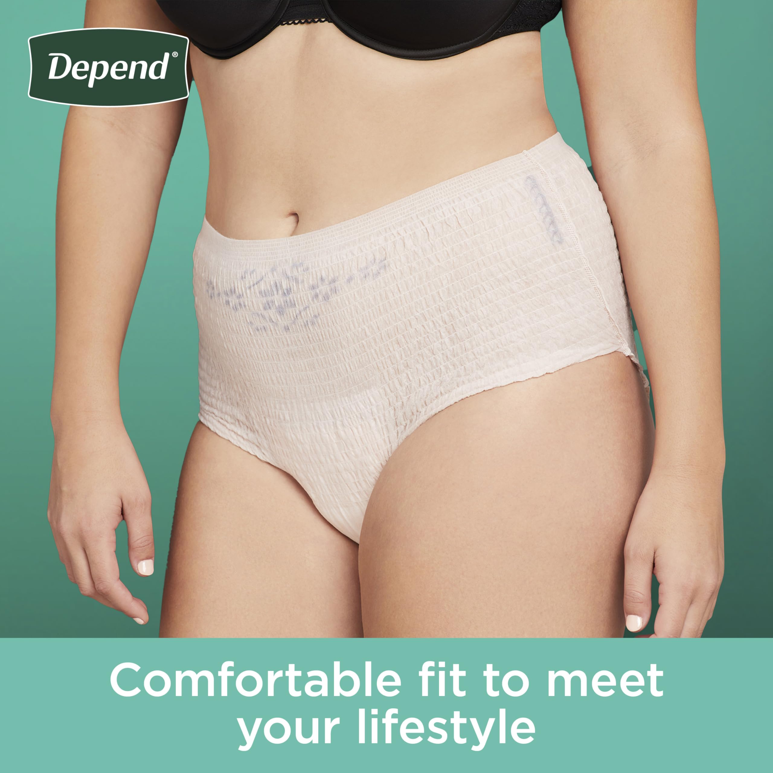 Depend Fresh Protection Adult Incontinence & Postpartum Bladder Leak Underwear for Women, Disposable, Maximum, Small, Blush, 80 Count (2 Packs of 40), Packaging May Vary