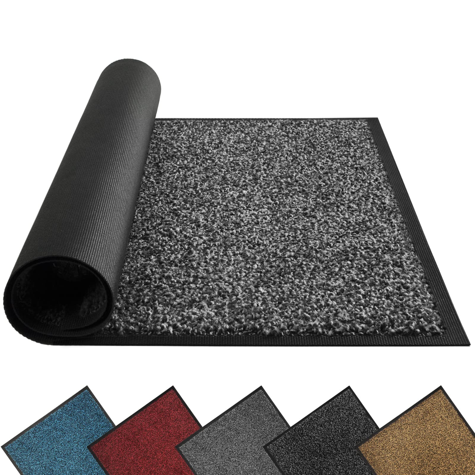 Mibao Front Door Mat, Dirt Trapper Welcome Mat for Outdoor Indoor, Non-Slip Waterproof Doormat, Durable Machine Washable Low Profile Entry Rug for Back Door Outside Patio Porch, 30" x 18", Grey