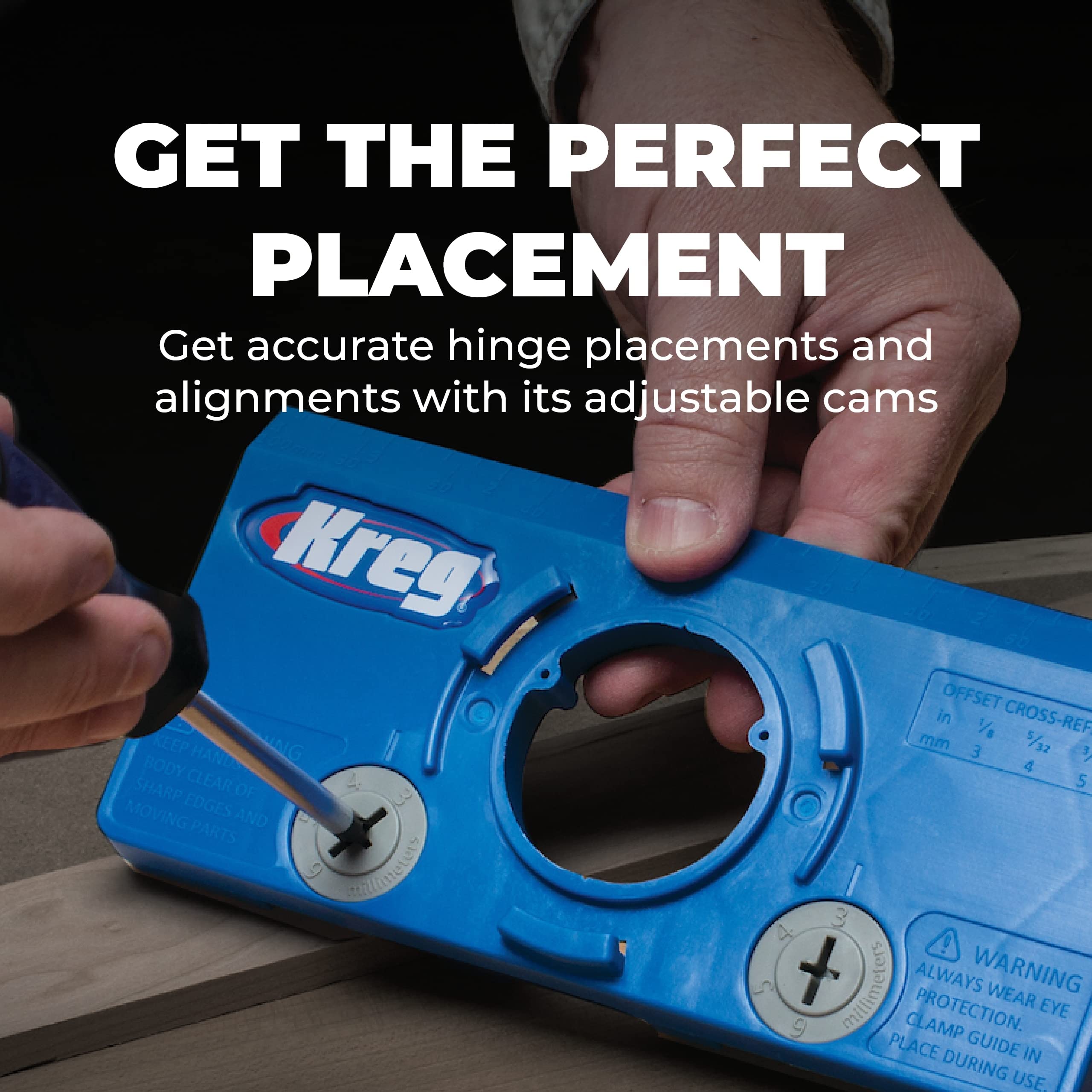 Kreg KHI-HINGE Concealed Hinge Jig – Precision Cabinet Door Hinge Tool – Drill Guide for Concealed (Euro) Cabinet Hinge Installation – Adjustable Boring Jig – 35mm cup-style concealed hinges