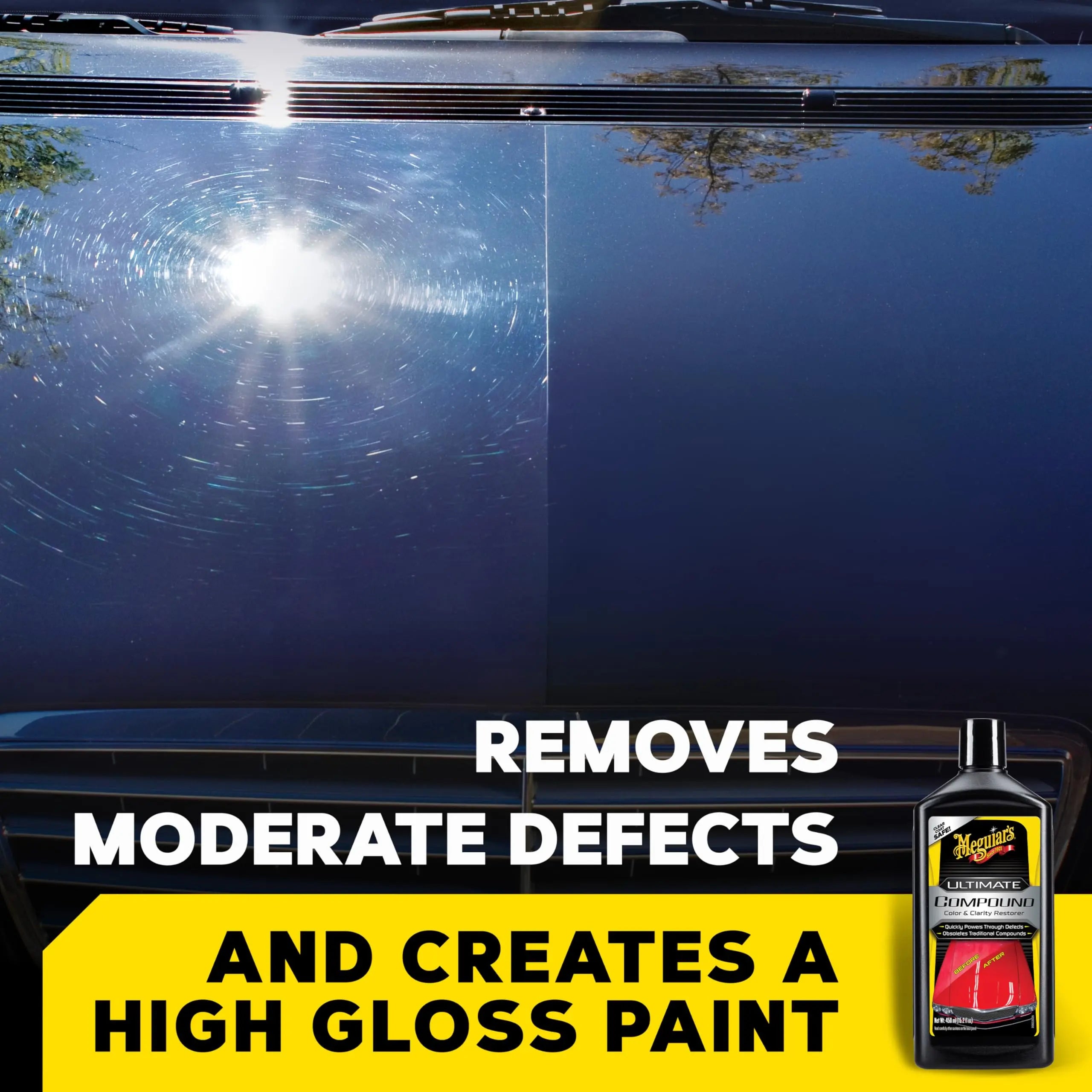 Meguiar's Ultimate Compound - Pro-Grade Car Scratch Remover, Paint Correction Compound That Removes Defects While Adding Gloss and Shine, Single Stage and Clear Coat Scratch Remove, 15.2 Oz