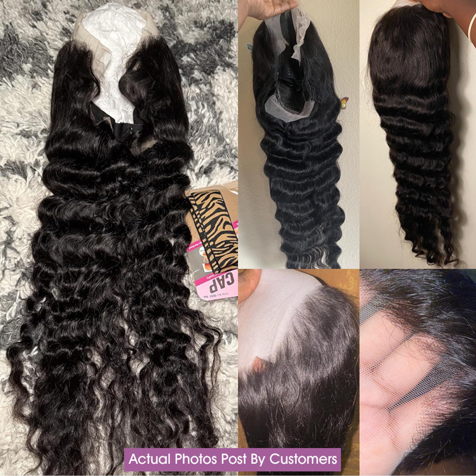 SICNPRW 32 Inch 13x6 Deep Wave Lace Front Wigs Human Hair HD Lace Front Wigs Human Hair Pre Plucked 200 Density Glueless 13x6 Deep Curly Frontal Wigs Human Hair for Women