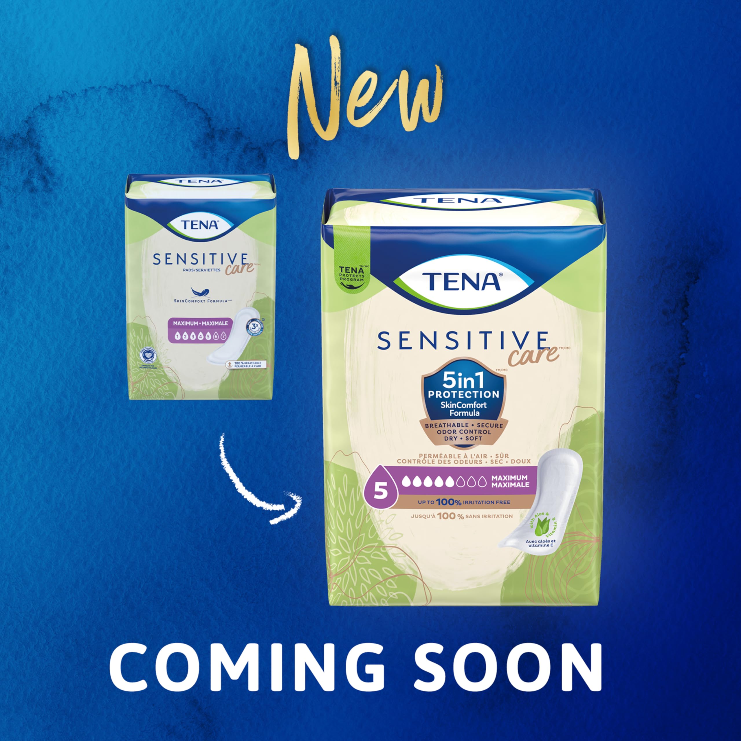 TENA Sensitive Care Maximum Absorbency Incontinence/Bladder Control Pad for Women, Regular Length, 56 Count