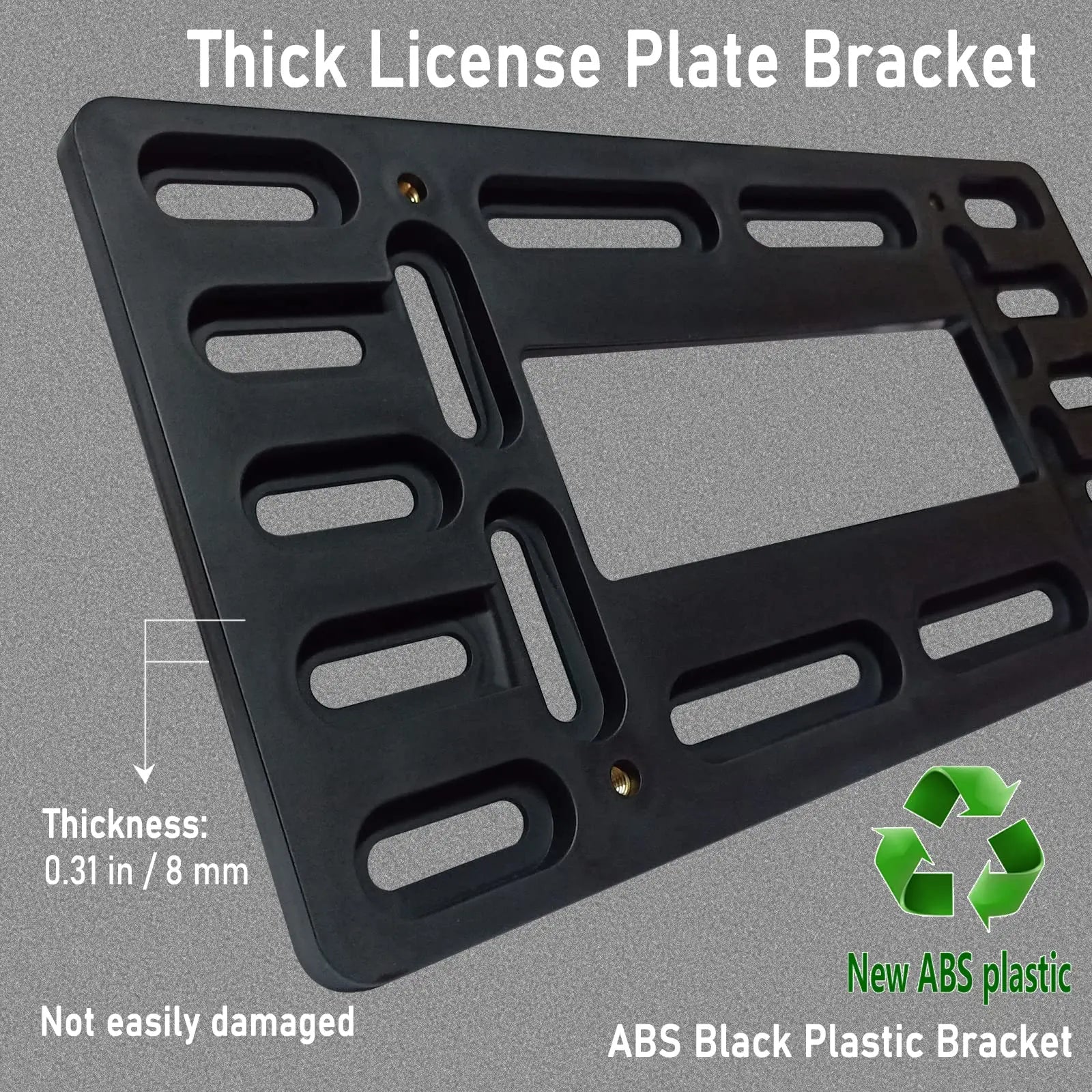 BGGTMO License Plate Bracket Holder- Front License Plate Mounting Kit, Universal Bumper Car Tag Frame Mount Adapter with Stainless Steel Screw Cap, Cable Ties
