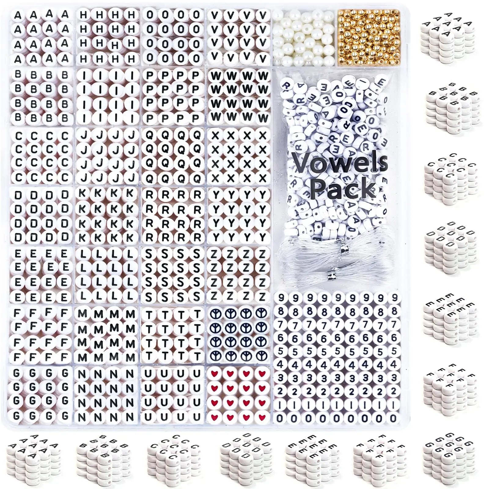 DoDoBeads 1650 Pcs Letter Beads Kit with Extra Vowels and Numbers, Alphabet Beads for Bracelets Making, Perfect for Friendship Bracelets