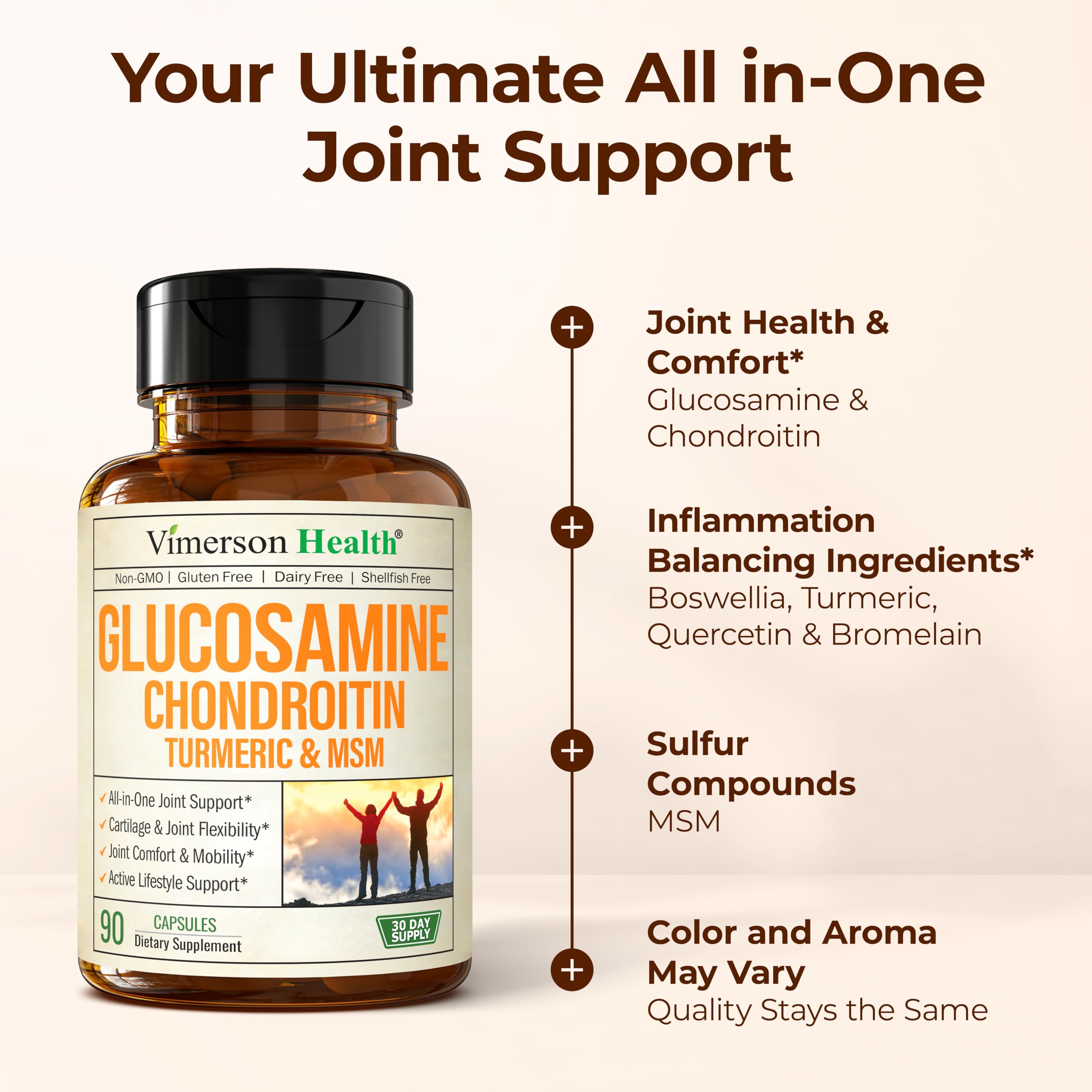Glucosamine Chondroitin MSM and Turmeric Supplement – Joint Support Supplement for Women and Men with Boswellia and Chondroitin Sulfate – for Cartilage, Joint Health and Flexibility – 90 Capsules