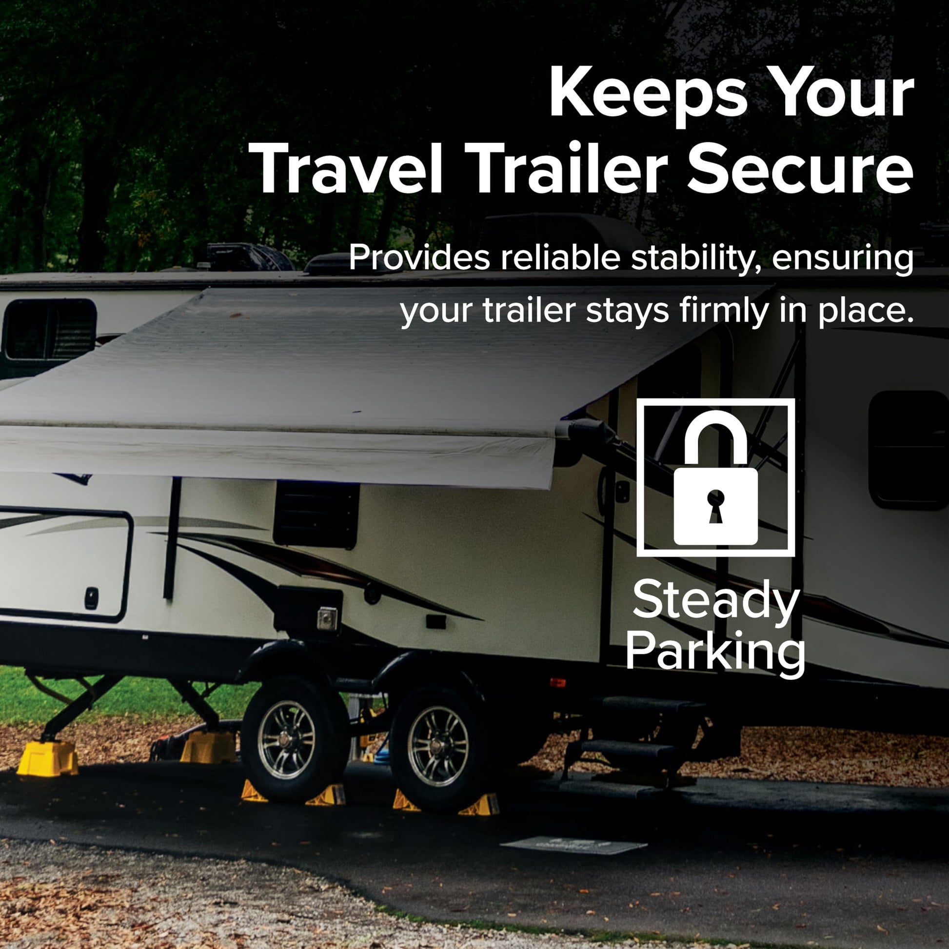 Camco Camper & RV Wheel Chock with Rope - Keeps Trailer in-Place to Safely Unhitch or Park - Compatible with Wheels Up to 26” in Diameter & Molded of Heavy-Duty Hard Plastic - 2-Pack - 44471