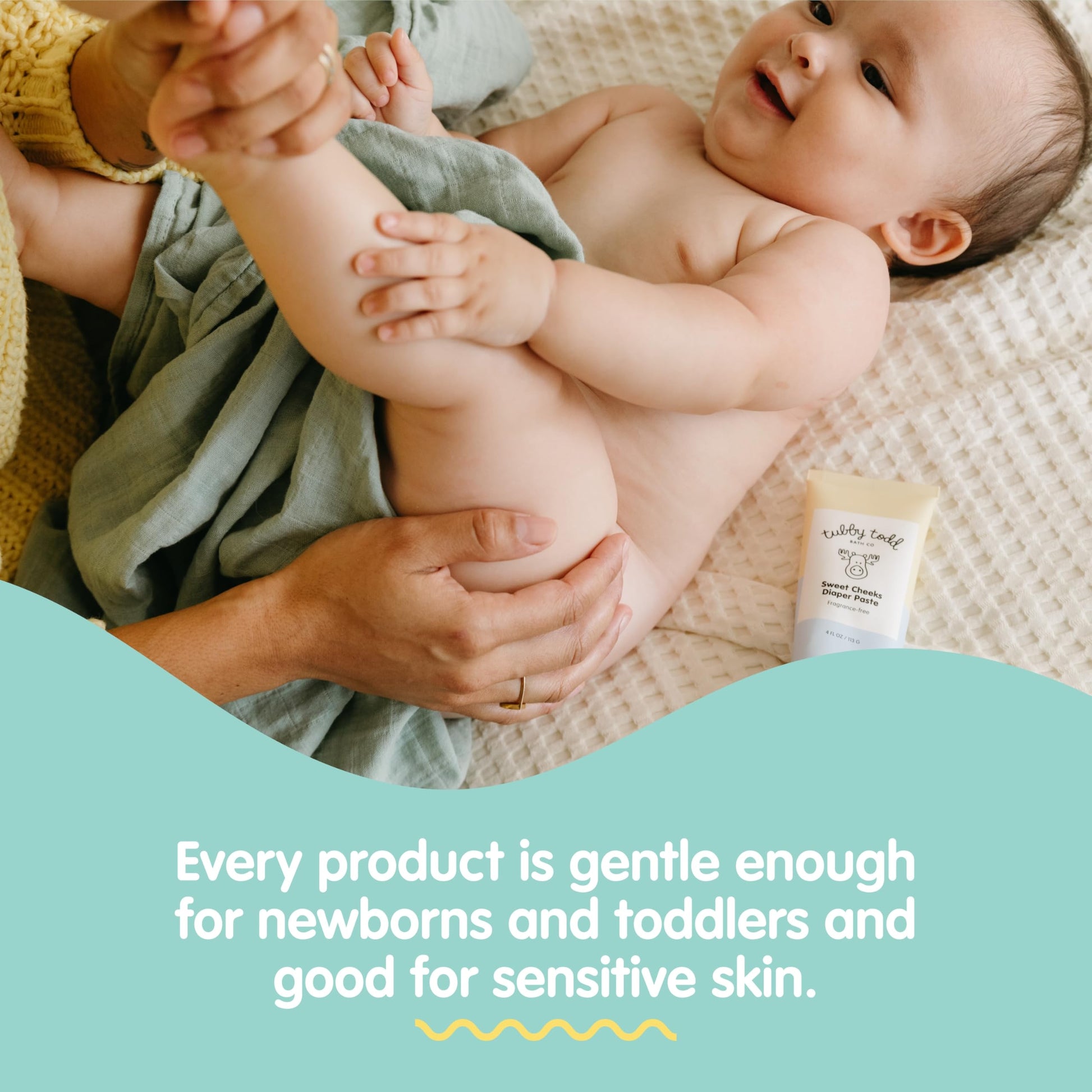 TUBBY TODD Baby Bundle Newborn Skin Care Set - Hypoallergenic Hair + Body Wash, All Over Ointment with Colloidal Oatmeal, Sweet Cheeks Diaper Paste - Fragrance Free, Standard Size
