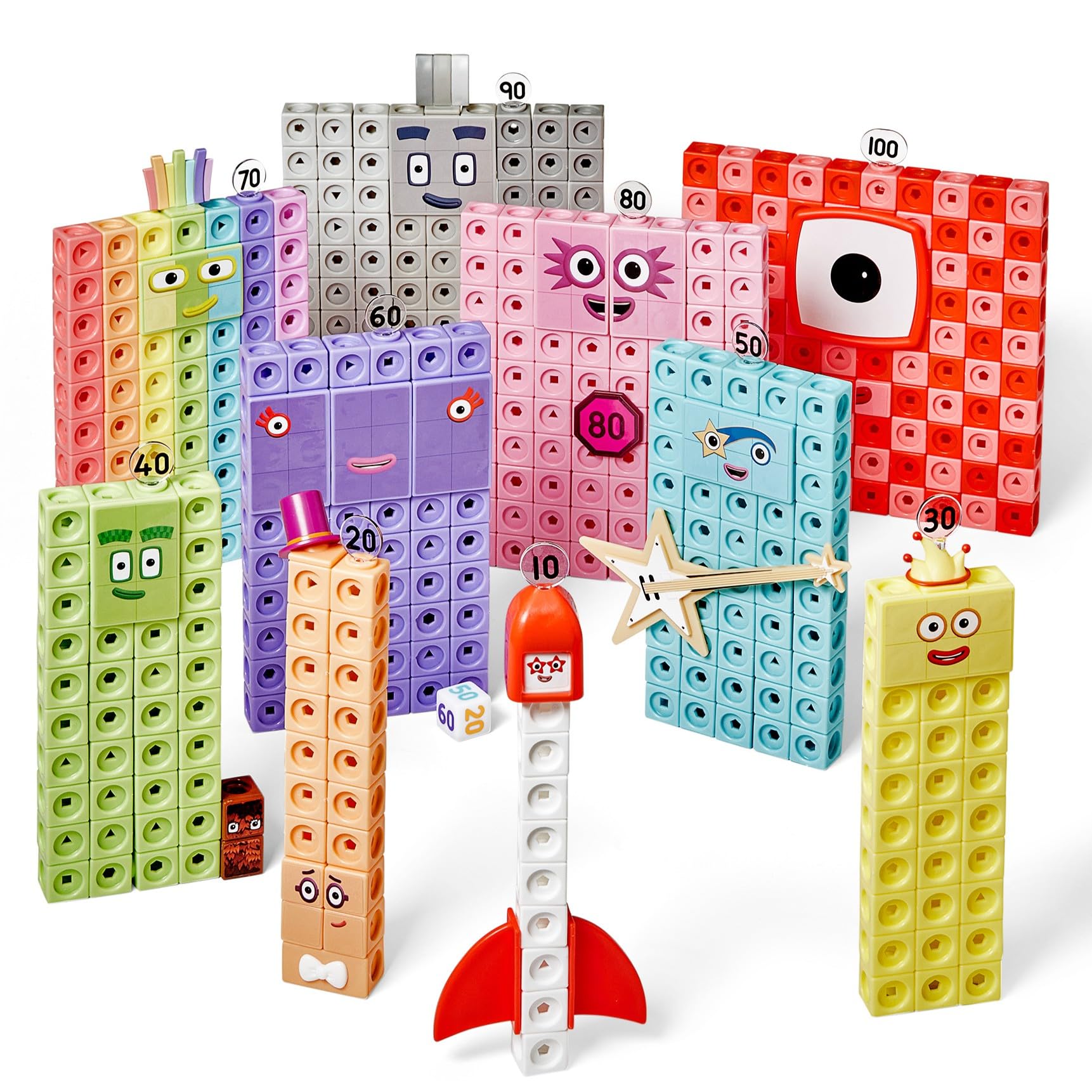 hand2mind Numberblocks Heroes with Zeroes MathLink Cubes Activity Set, Preschool Learning Activities, Math Manipulatives Kindergarten, Counting Blocks, Number Linking Cubes, Kids Educational Toys