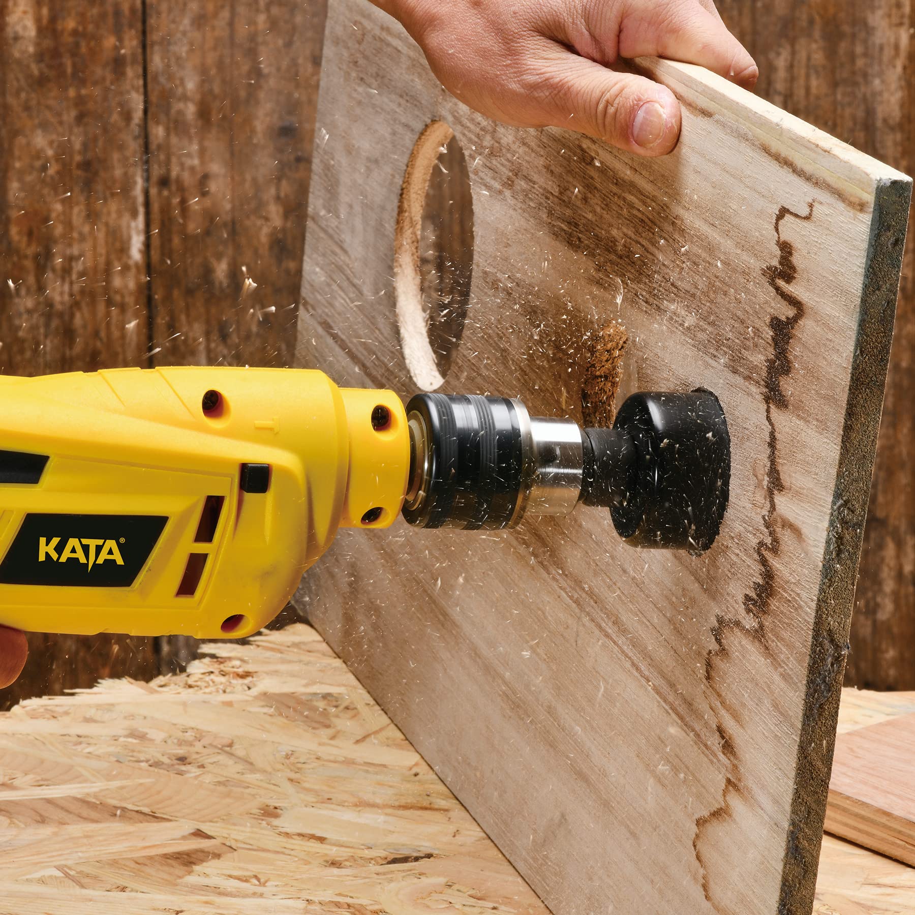 KATA Hole Saw Set 20PCS Hole Saw Kit with 3/4"-6"(19-152mm) 13PCS Saw Blades, 2 Mandrels, 3 Drill Bits, 1 Installation Plate, 1 Hex Key, Ideal for Soft Wood, Plywood, Drywall, PVC