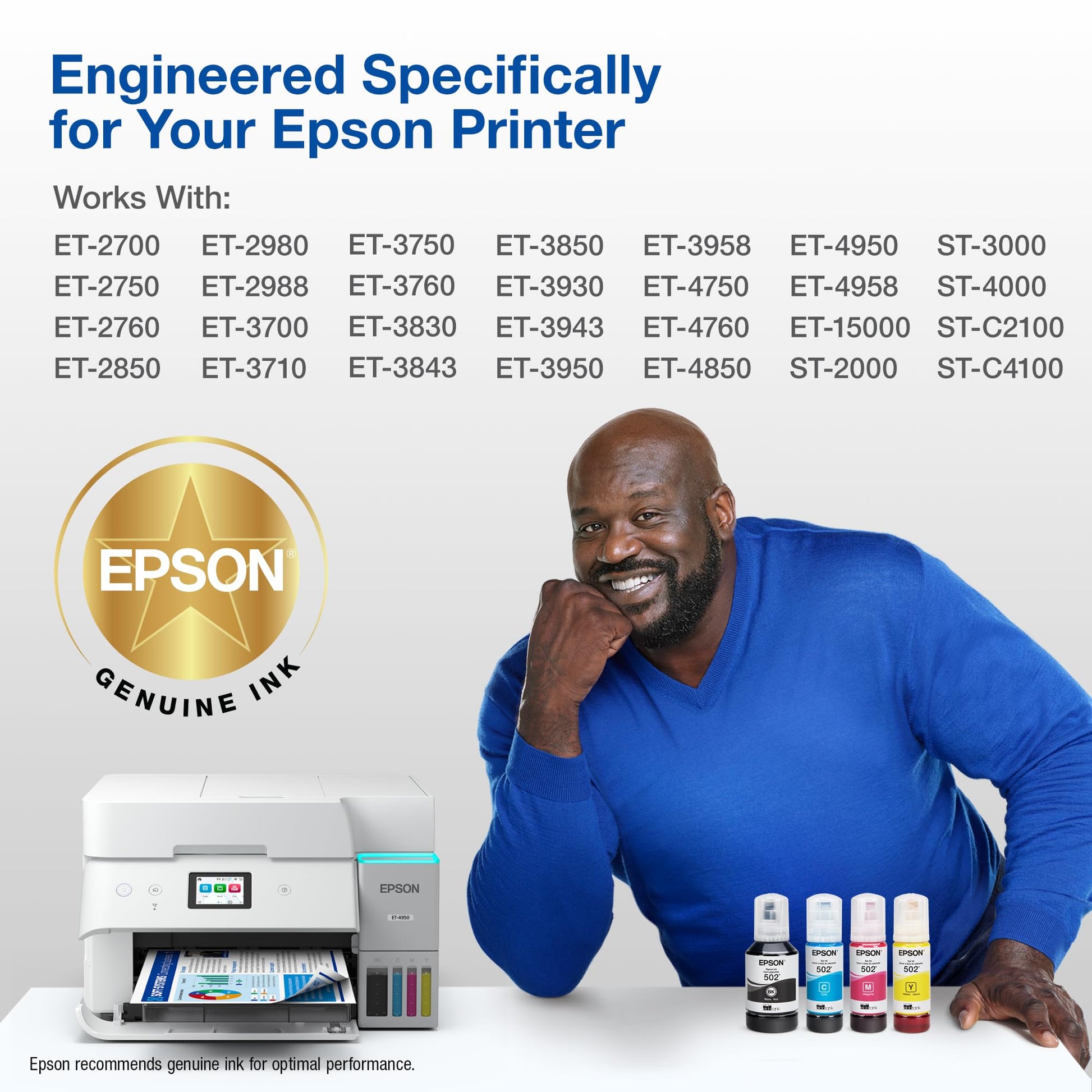EPSON 502 EcoTank Ink Ultra-high Capacity Bottle Black Works with ET-2750, ET-2760, ET-2850, ET-3750, ET-3760, ET-3850, ET-4850, and other select EcoTank models