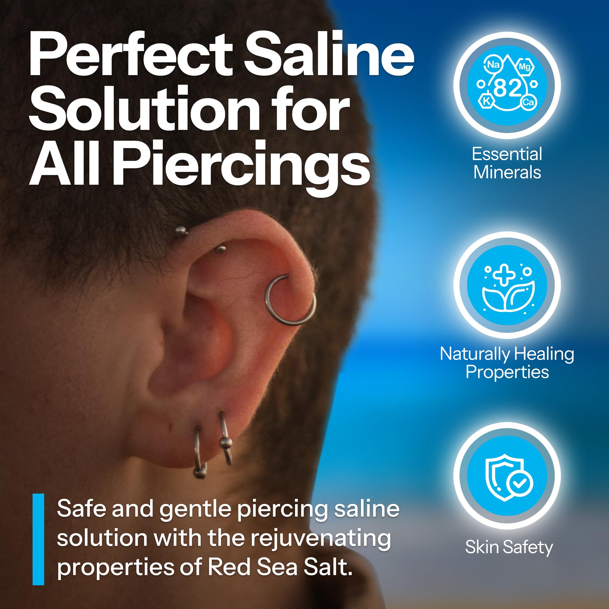 H2Ocean Piercing Aftercare Spray and Keloid Bump Removal– Sea Salt Spray for Body and Facial Piercings – Ear, Nose, Navel, Oral & Body Piercing Cleaner, Aftercare Solution for New Piercings– 4oz