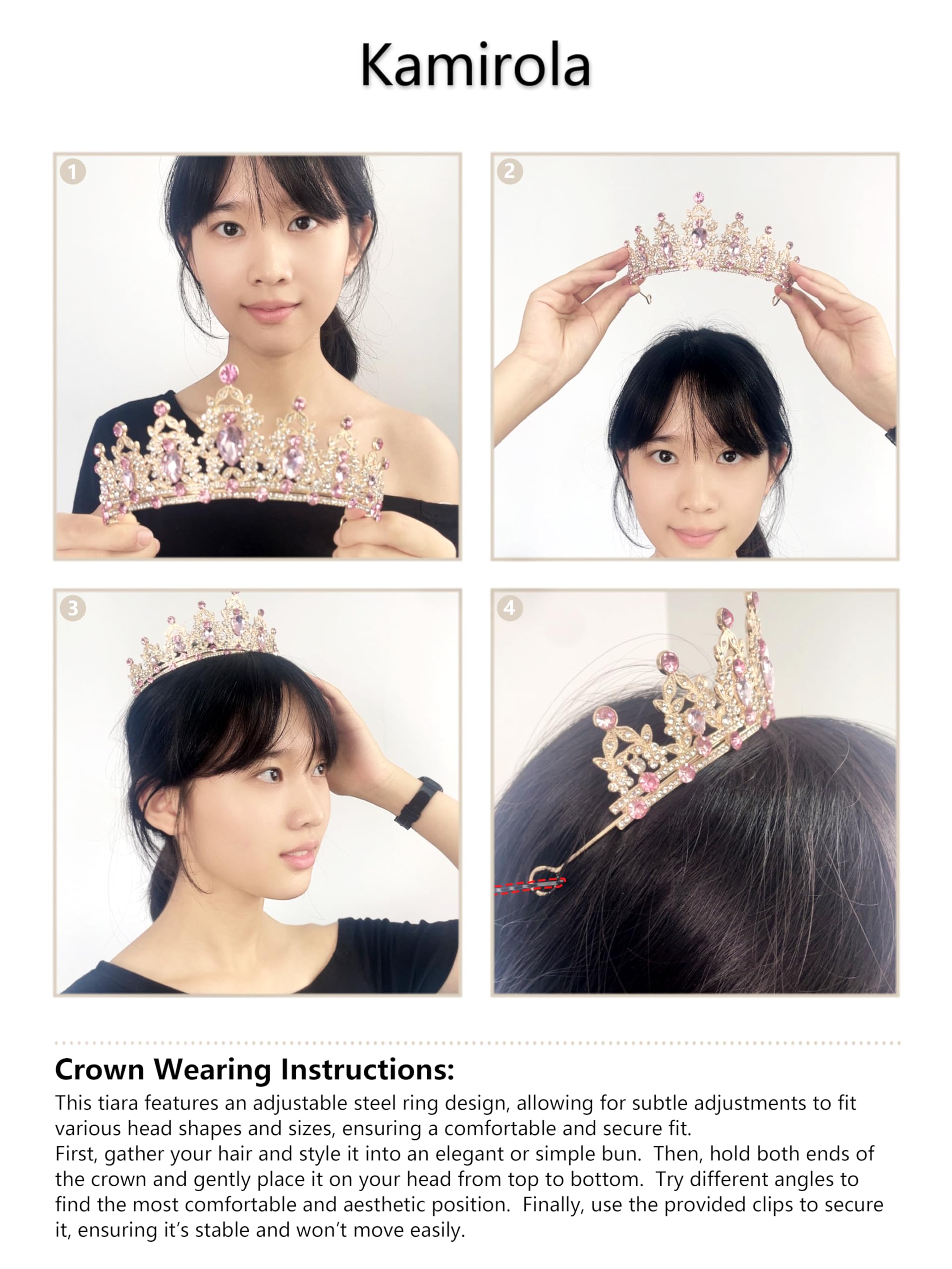 Kamirola - Queen Crown and Tiaras Princess Crown for Women and Girls Crystal Headbands for Bridal, Princess for Wedding and Party（01） (Silver)